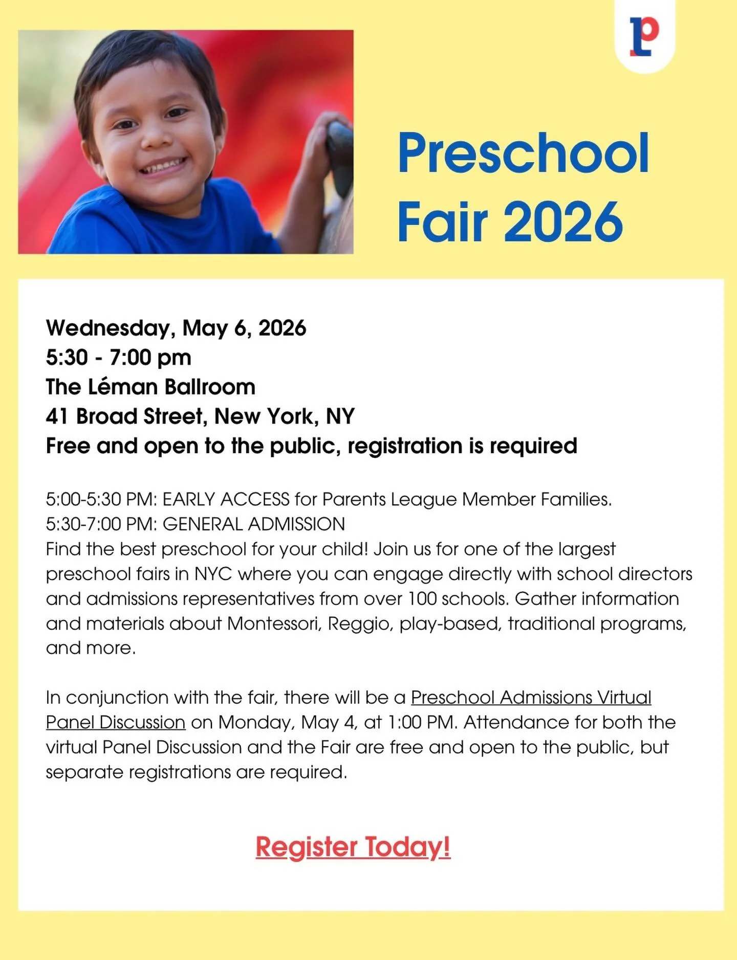 We look forward to meeting you next week!

#nycpreschool #parentsleaguenyc #parentsleague #schoolfair