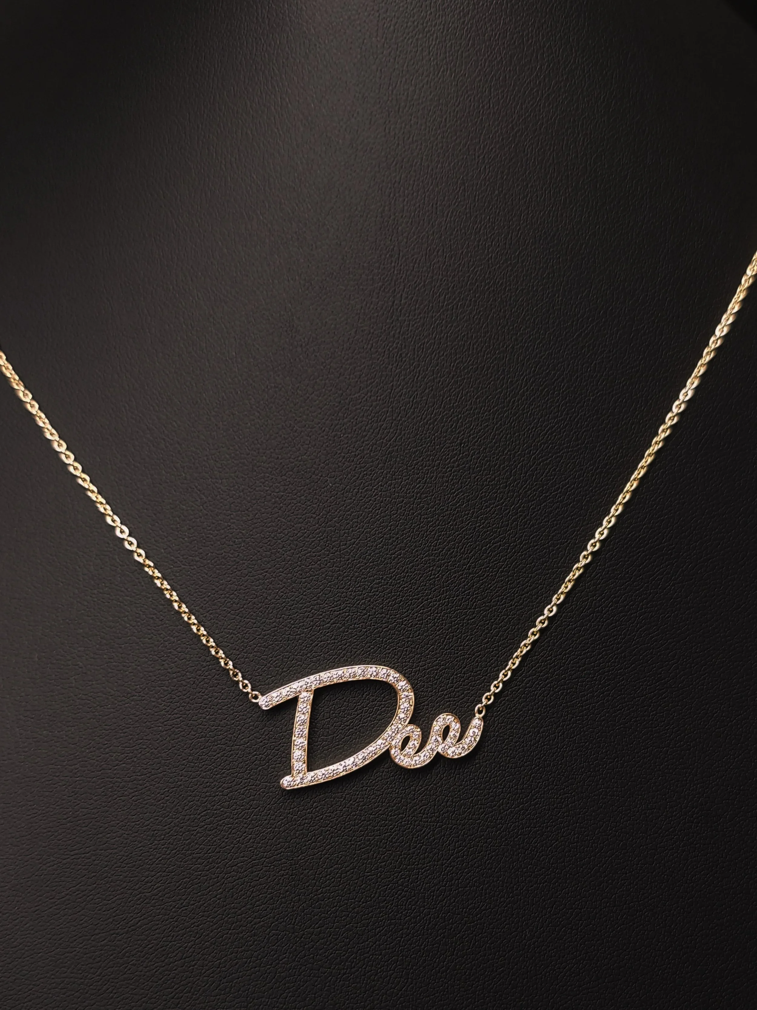 Micro Pavé Diamonds Nameplate Necklace