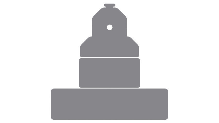 Silhouette of a layered cake with a candle on top.