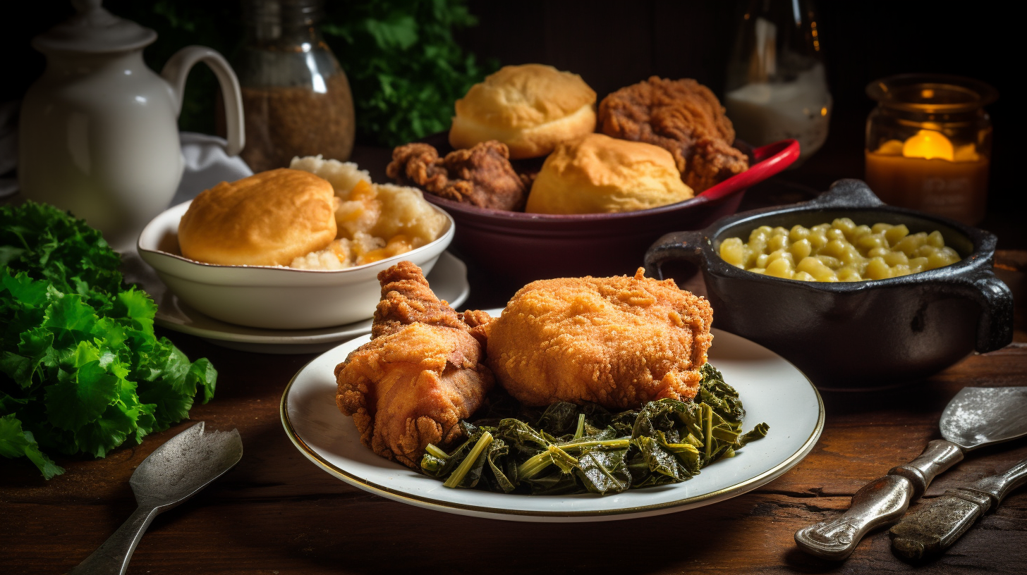 Southern Fried Chicken with Collard Greens and Cornbread