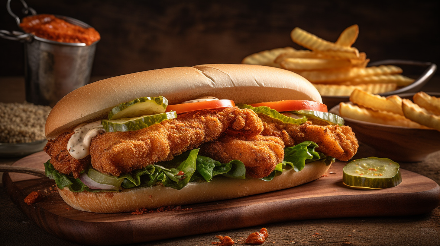Catfish Po’ Boys with Sweet Potato Fries