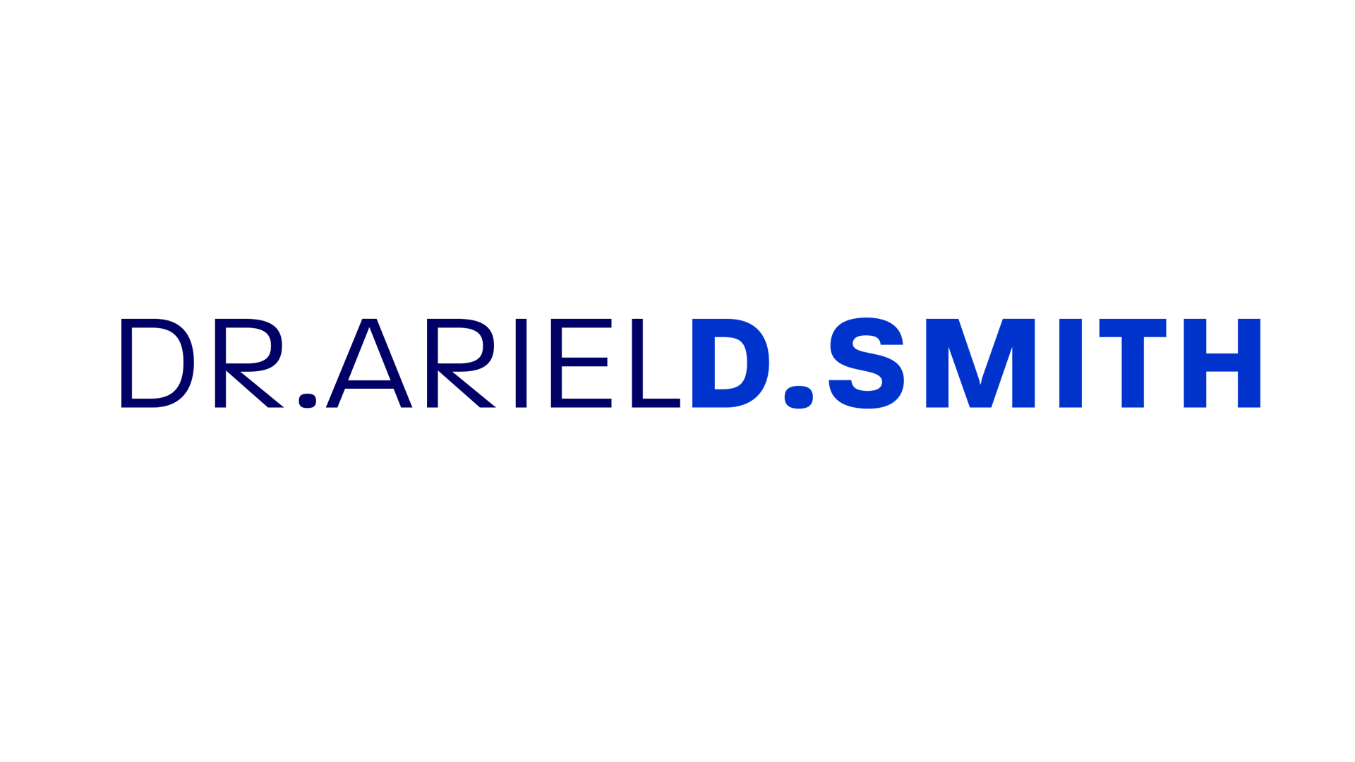 Black background with the text 'DR. ARIELD SMITH' in large blue letters centered.