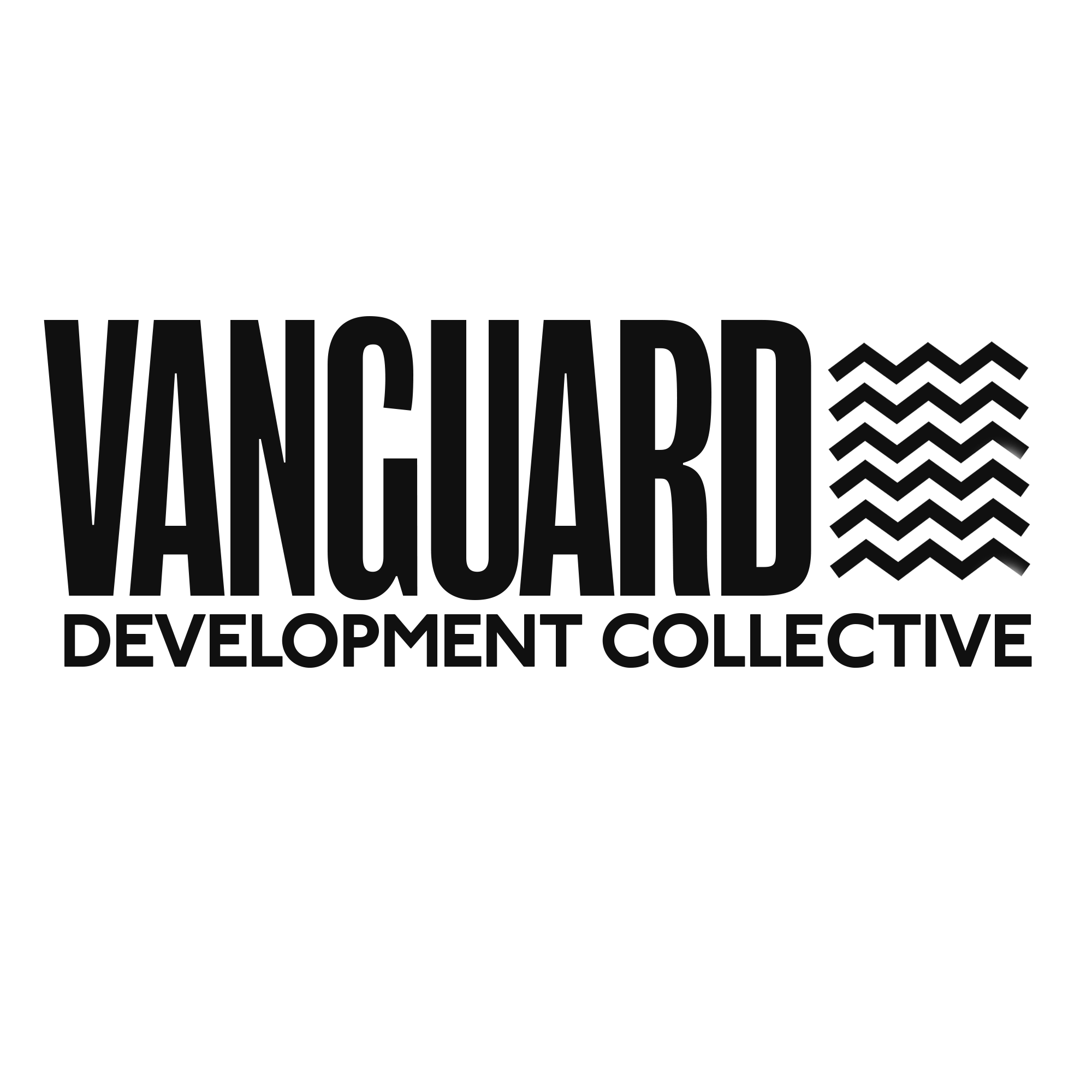Vanguard Development Collective logo with stylized text and wave pattern