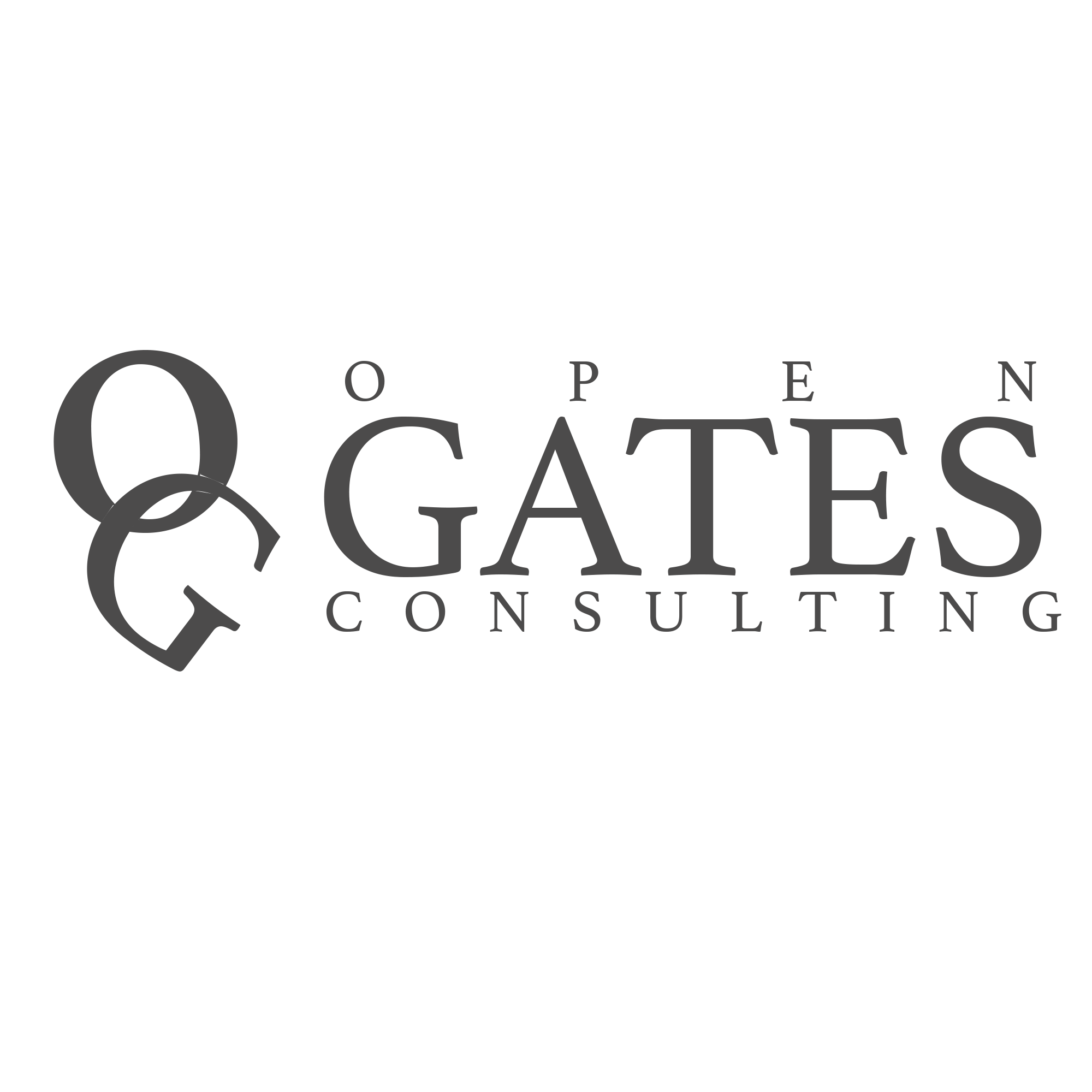 Black logo for Q & GATES Consulting with stylized letters and the company name in gray.