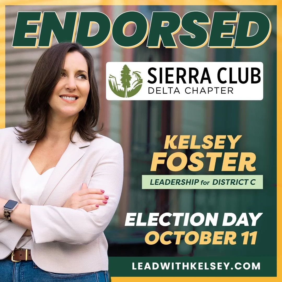 I am proud to have the endorsement of the @sierraclublouisiana. As your next City Council member, I am committed to protecting the environment and the people therein. 

Election Day is THIS SATURDAY. #GeauxVote for Kelsey Foster for #DistrictC.