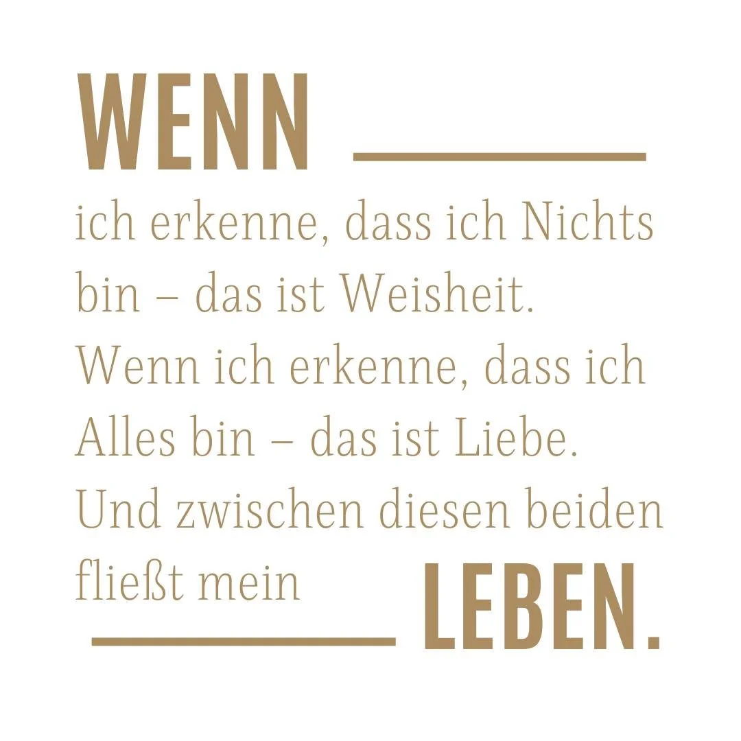 Hast du schon einmal dar&uuml;ber nachgedacht, wie kraftvoll es sein kann, zu erkennen, dass du Alles bist? Diese Erkenntnis &ouml;ffnet uns die T&uuml;ren zu tiefer Weisheit und sinnloser Liebe. 🙏✨

Wen wir erkennen, dass wir Nichts sind, lassen wi