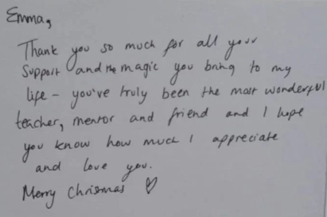 Thank you cards from dance student