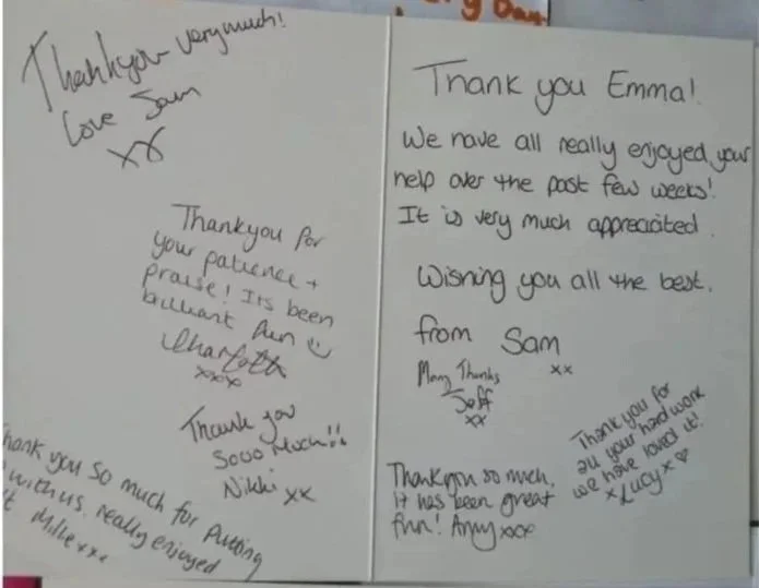 Thank you card from dance students