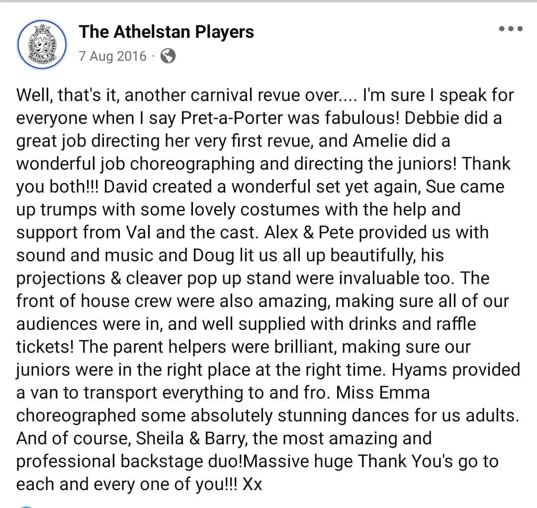 Miss Emma's Dancing choreographs dances for local community theatre productions