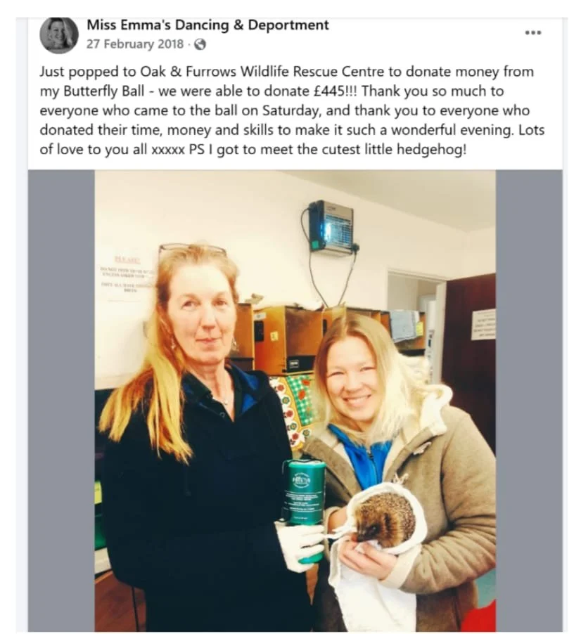 Miss Emma's Dancing fundraising for Oak & Furrows Wildlife Rescue Centre