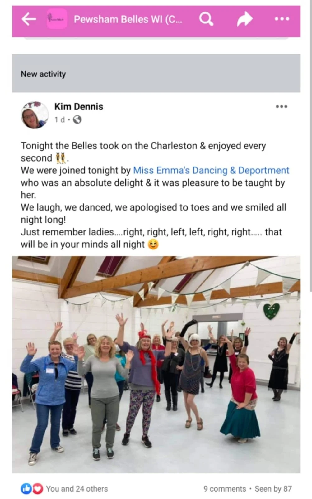Miss Emma's Dancing as a dance host for a local WI group, the Pewsham Belles