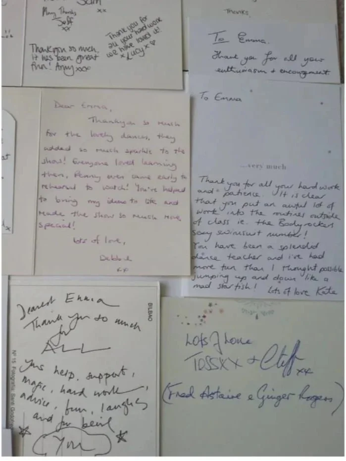 Thank you cards from dance students