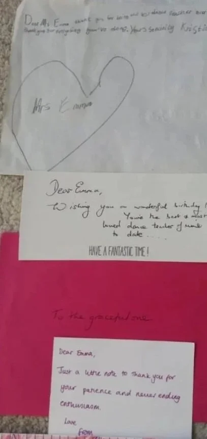 Thank you cards from dance students