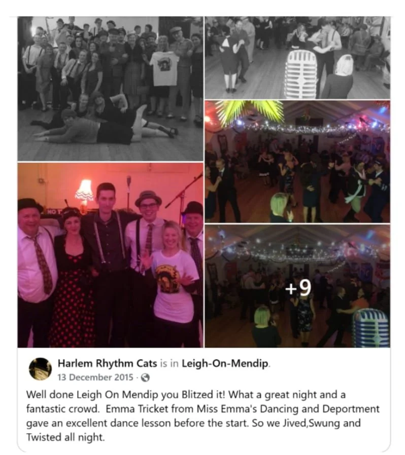 Miss Emma's Dancing as a dance host for the Harlem Rhythm Cats band