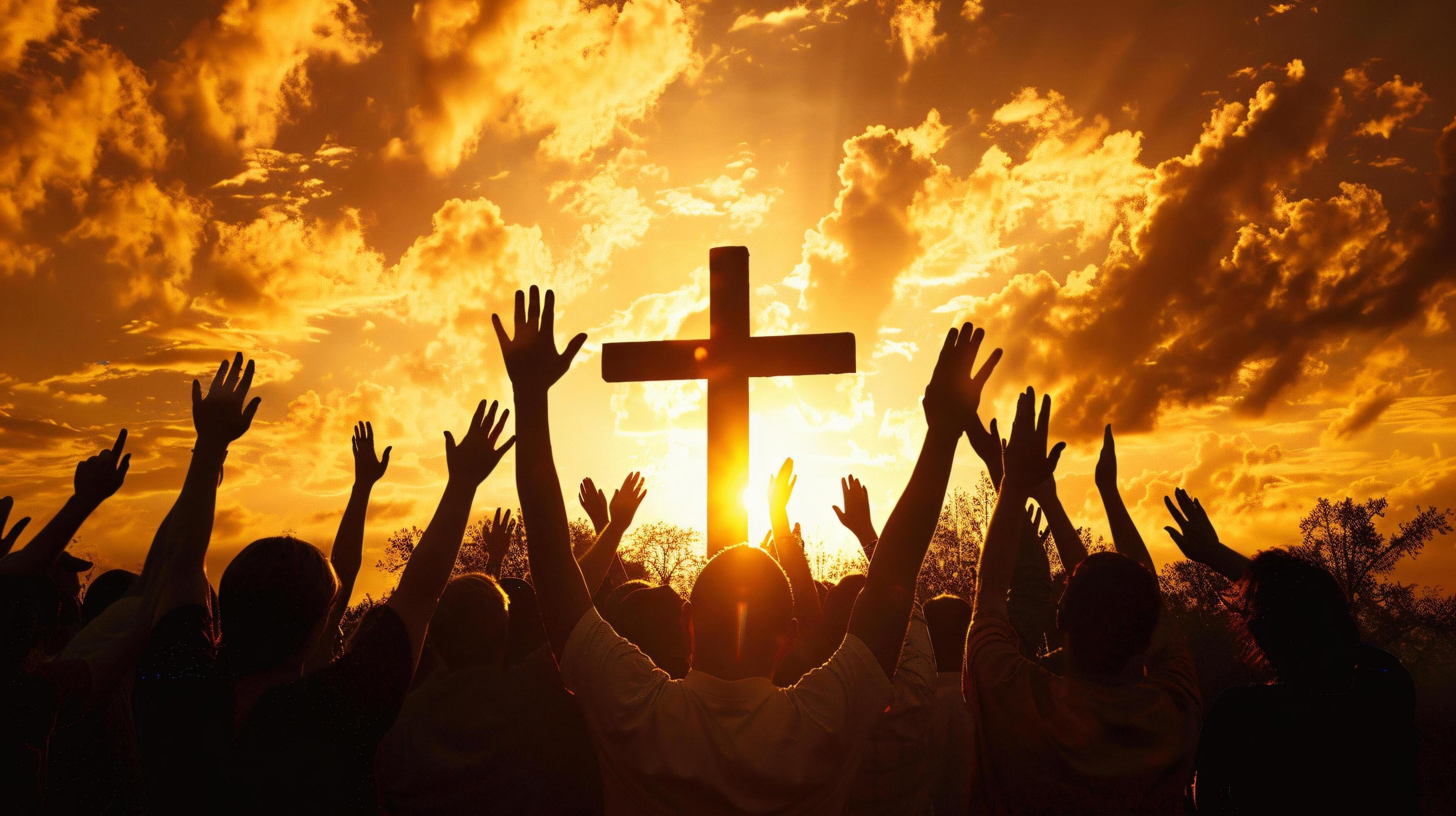 group-of-crowd-of-christians-raise-their-hands-in-the-air-worshiping-the-cross-religion-concept-of-faith-and-prayer-with-bright-sunset-free-photo.jpg