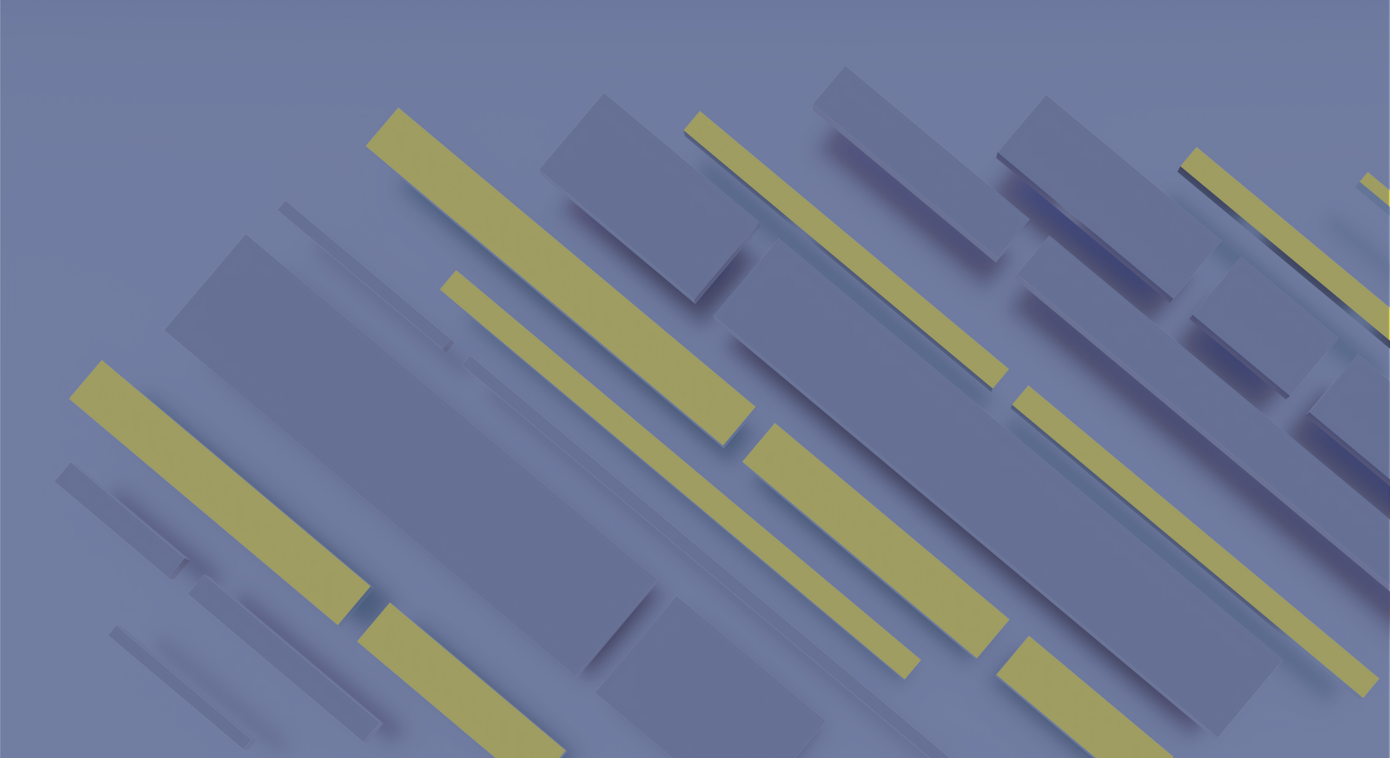 Abstract geometric design with blue and yellow rectangular shapes arranged diagonally on a blue background.