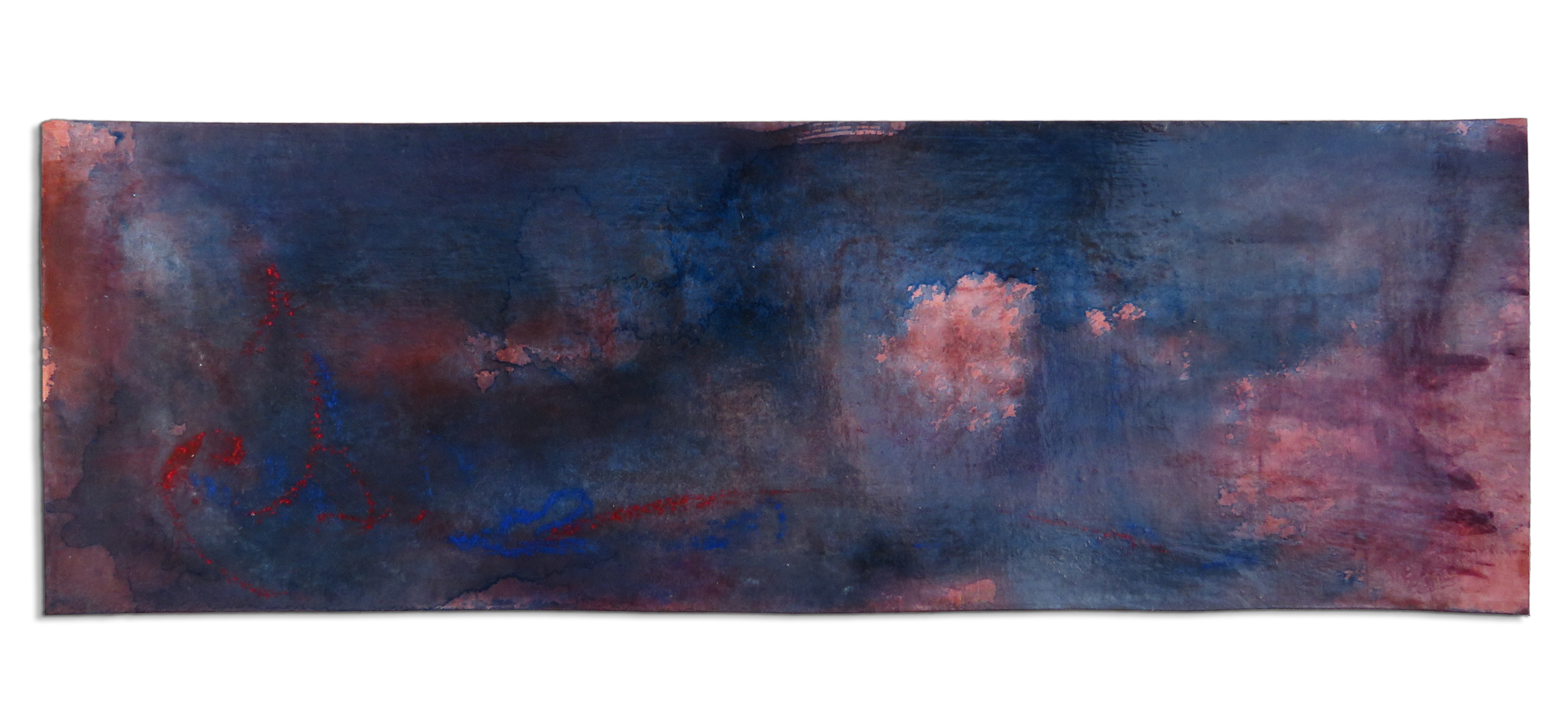 Afterglow Carte 16, mixed media and resin on paper, 13cm x 39cm, 2021.