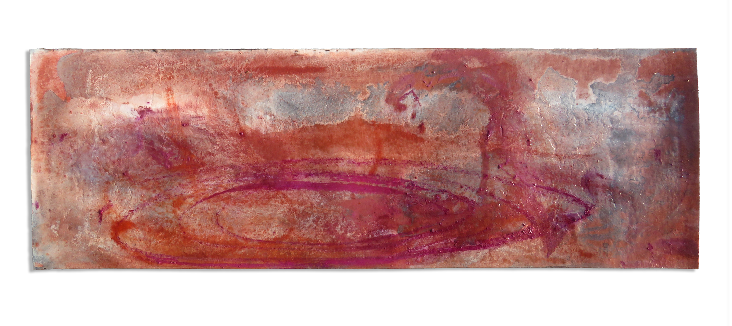 Afterglow Carte 13, mixed media and resin on paper, 13cm x 39cm, 2021.