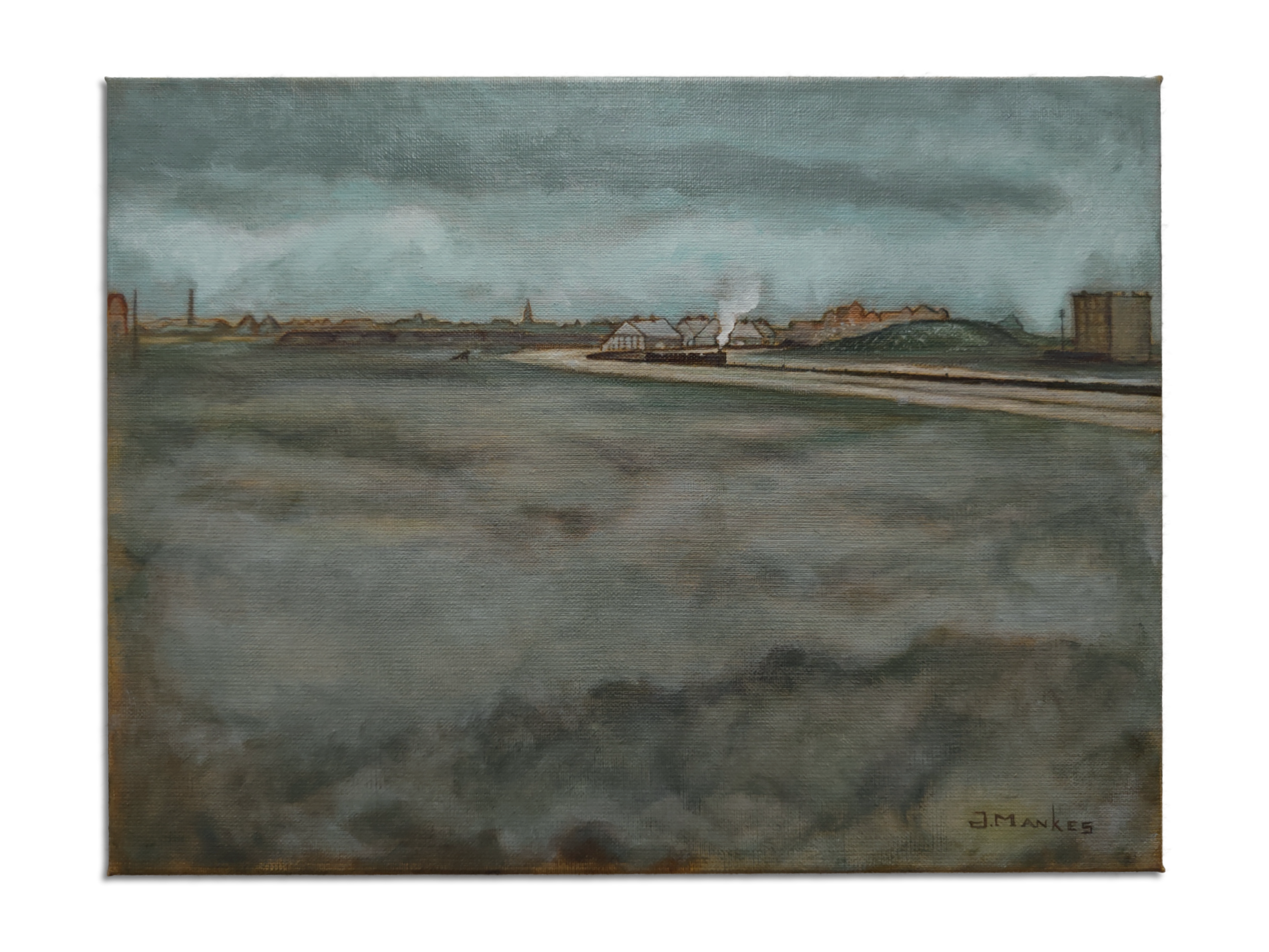 View of the Dunes with Steam Tram. After Jan Mankes, 1915, oil on canvas, cm 30 x 40, 2026. — €410