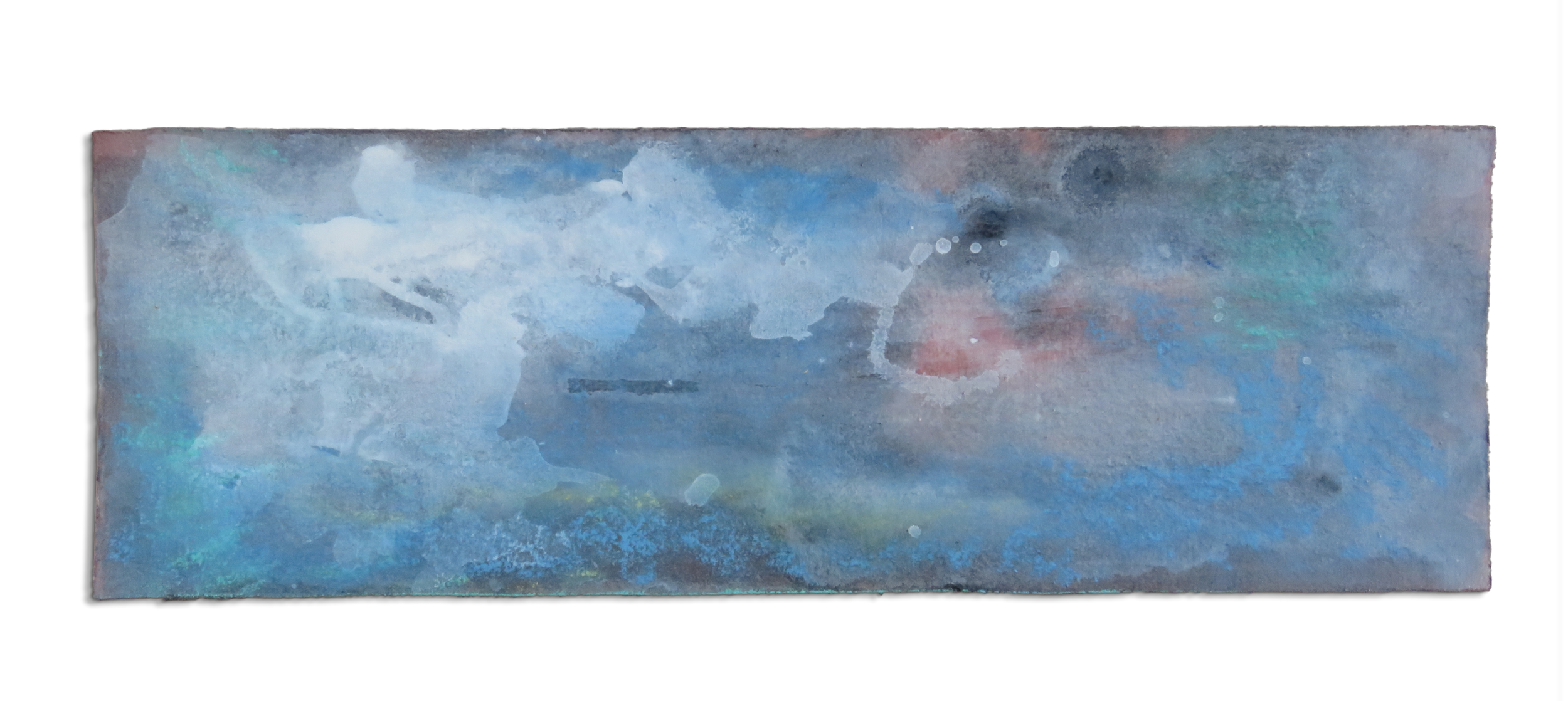 Afterglow Carte 18, mixed media and resin on paper, 13.3cm x 40cm, 2021.