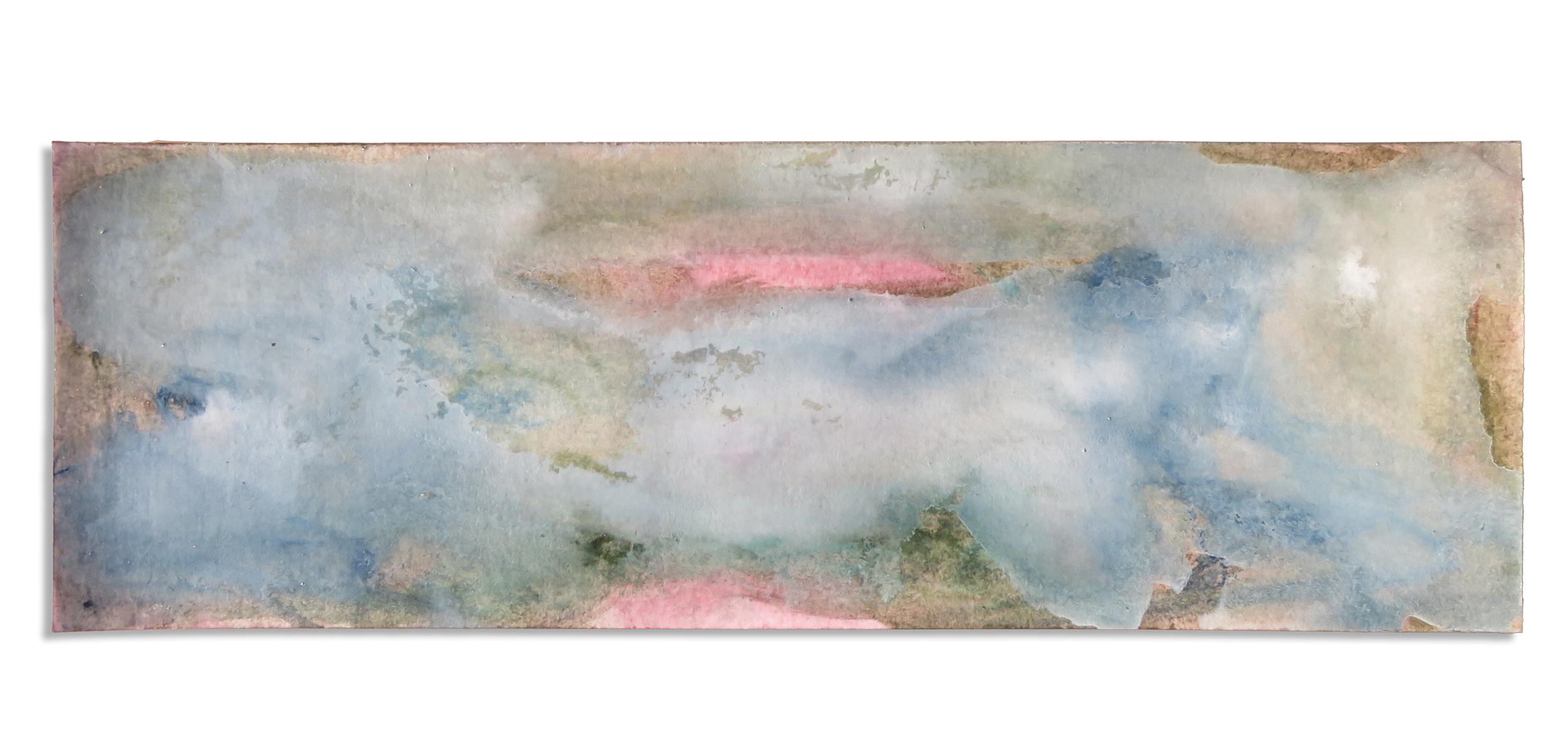 Afterglow Carte 5, mixed media and resin on paper, 13cm x 39cm, 2021.
