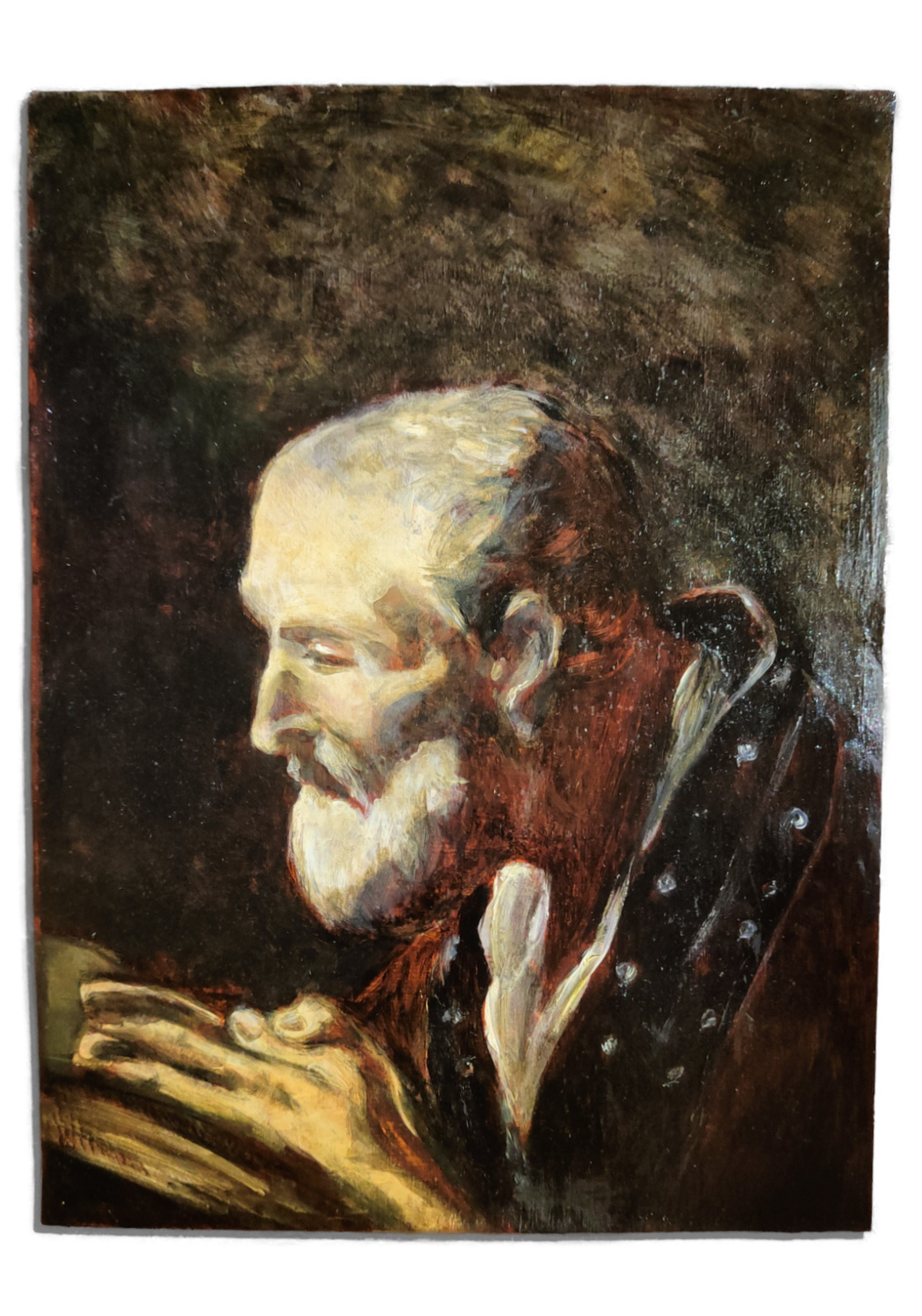 Study of St. Filippo Neri praying. After Giovanni Battista Piazzetta, 1725-1727, oil on paper, 28cm x 21cm, 2024.