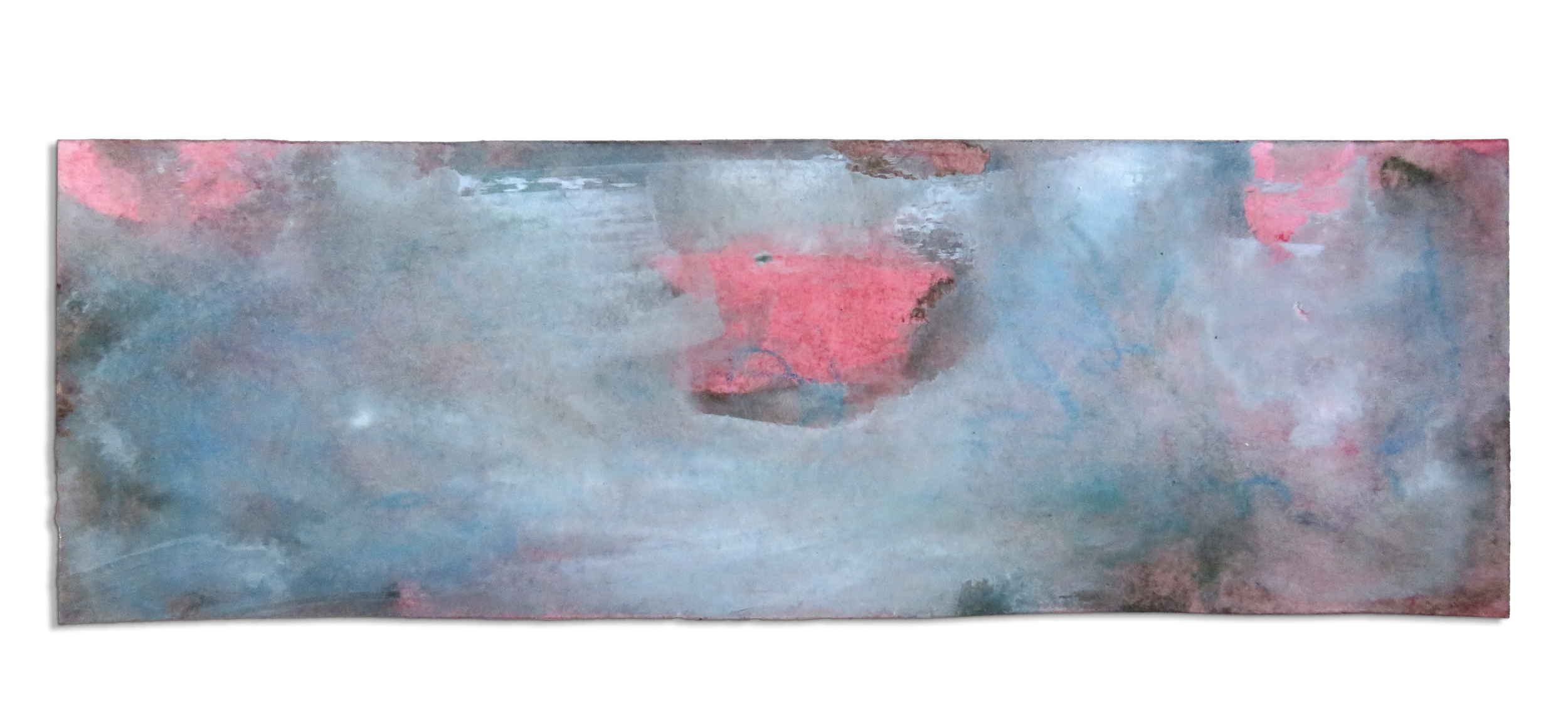 Afterglow Carte 6, mixed media and resin on paper, 13cm x 39cm, 2021.