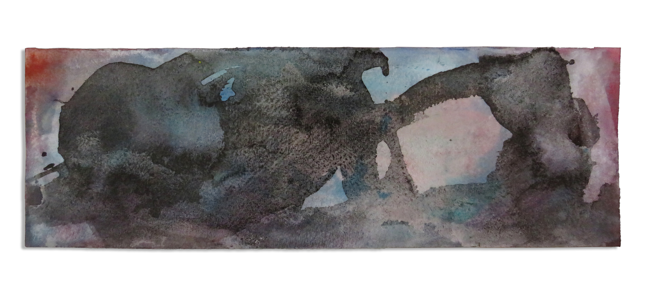 Afterglow Carte 19, mixed media and resin on paper, 13.3cm x 40cm, 2021.