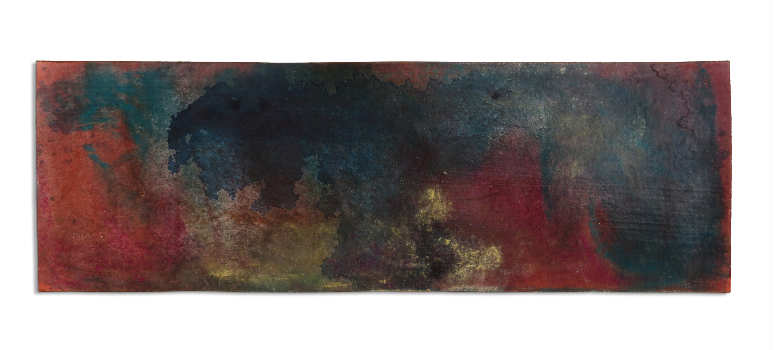 Afterglow Carte 15, mixed media and resin on paper, 13cm x 39cm, 2021.