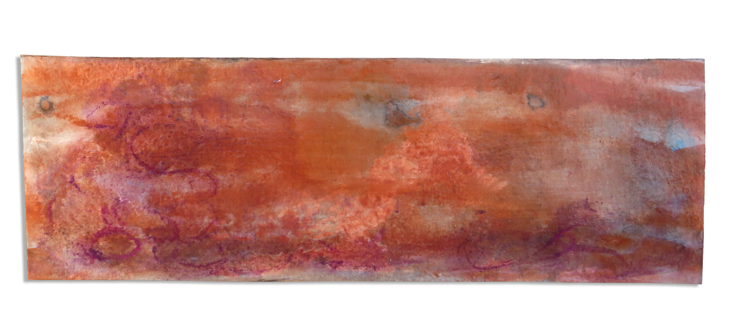 Afterglow Carte 14, mixed media and resin on paper, 13cm x 39cm, 2021.