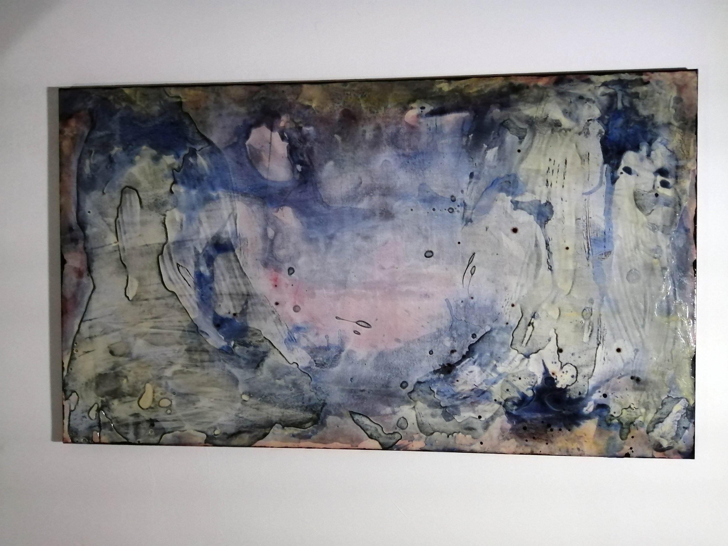Afterglow 1-2020, mixed media and resin on canvas, 70cm x 120cm, 2020.