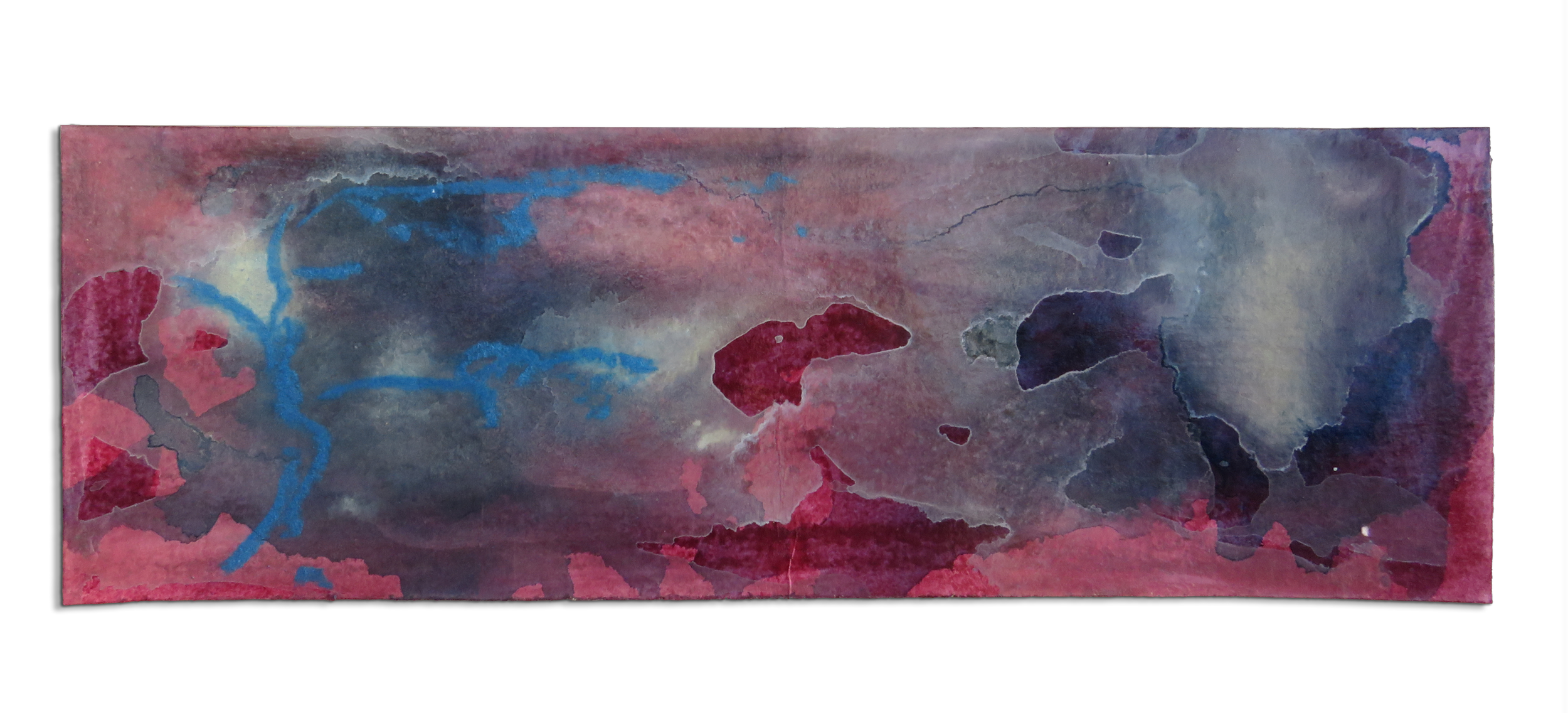 Afterglow Carte 8, mixed media and resin on paper, 13cm x 39cm, 2021.