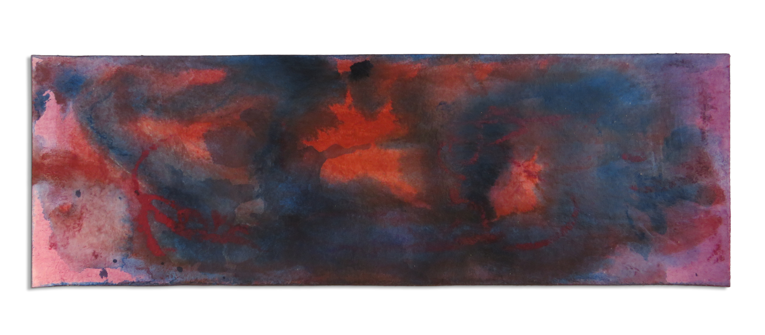 Afterglow Carte 11, mixed media and resin on paper, 13cm x 39cm, 2021.