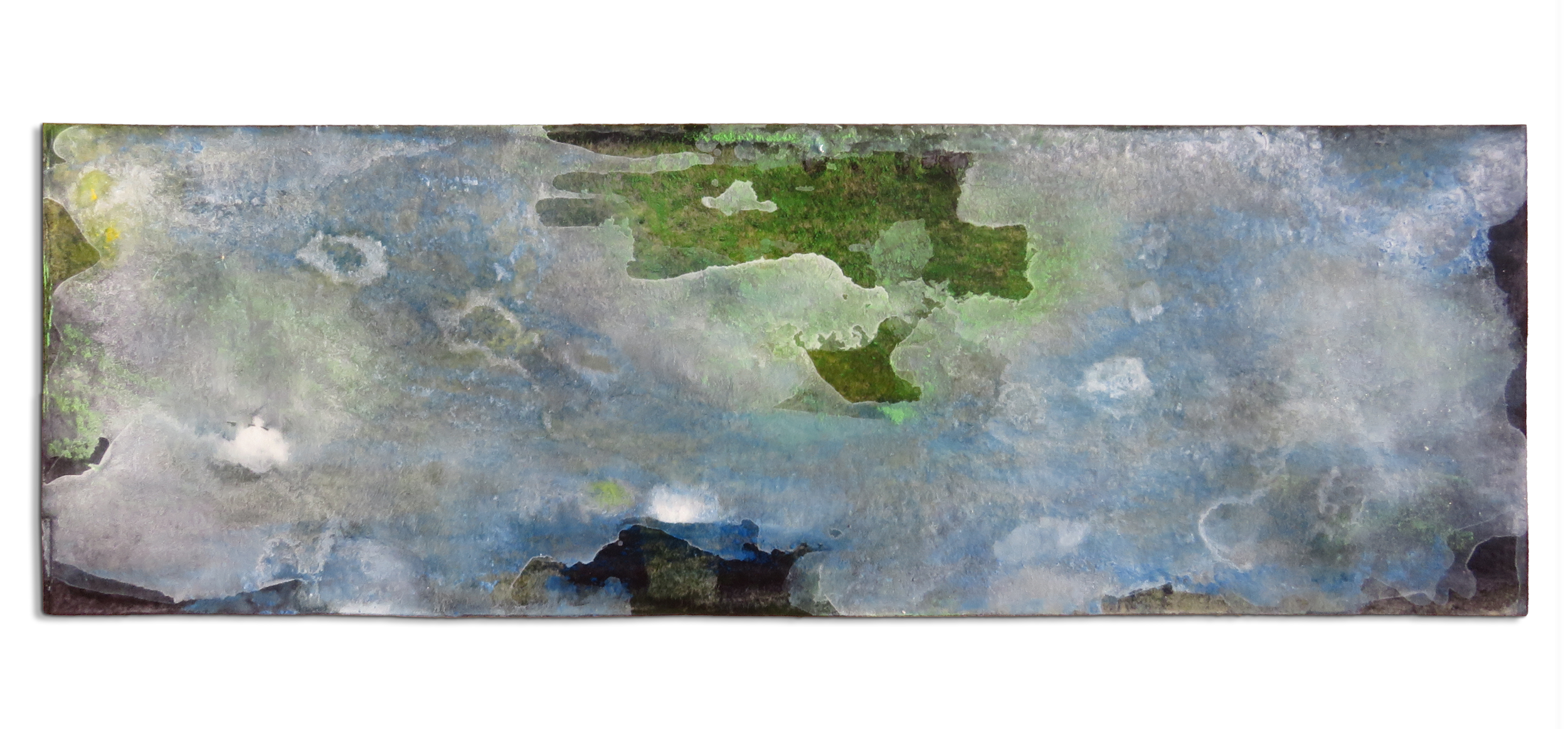 Afterglow Carte 4, mixed media and resin on paper, 13cm x 39cm, 2021.