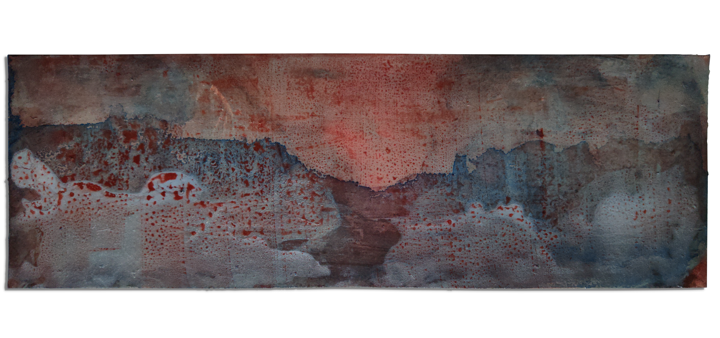 Afterglow Carte 21, mixed media and resin on paper, 13.3cm x 40cm, 2021.