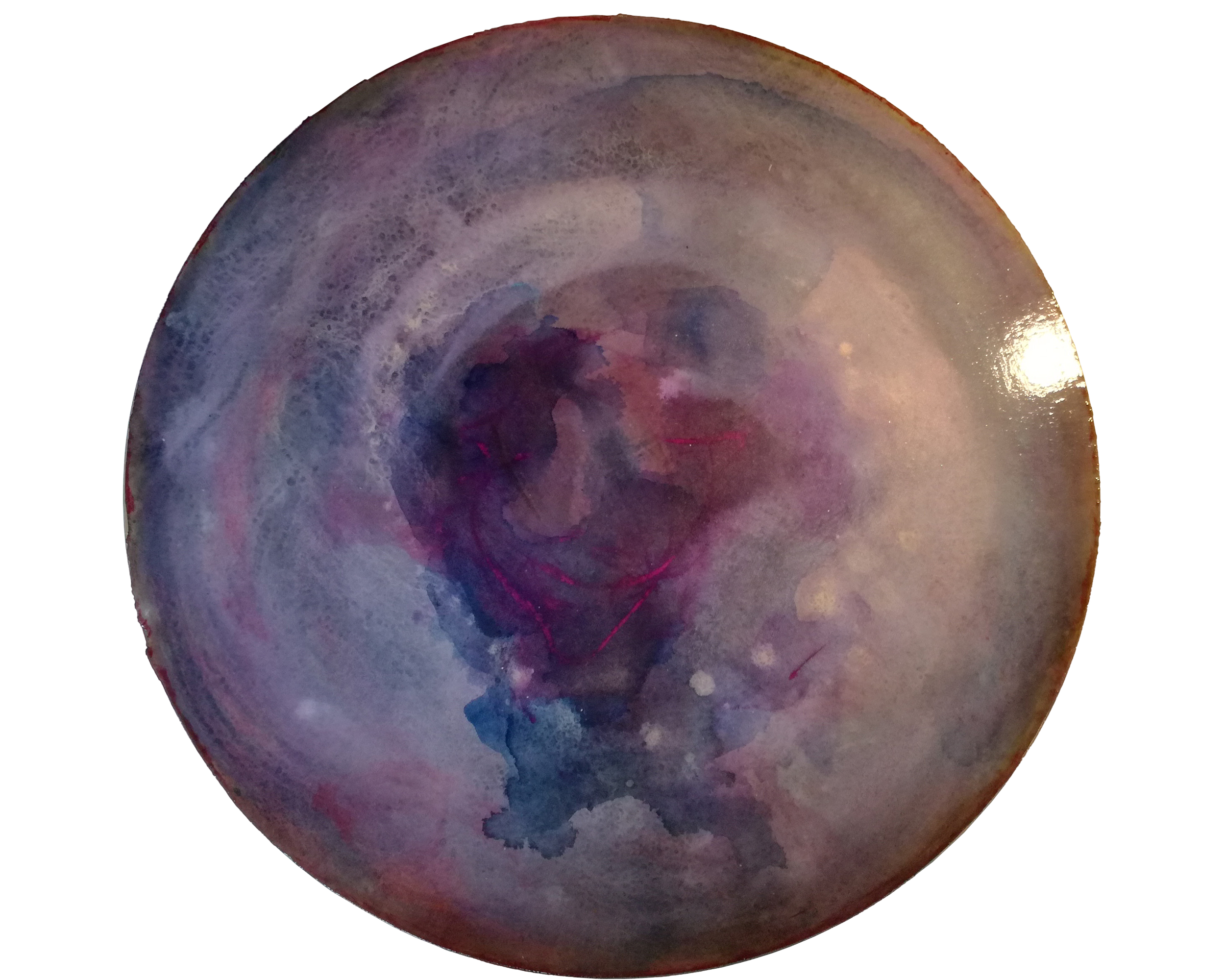 Afterglow Tondo, mixed media and resin on paper over MDF board, 50cm, 2021.