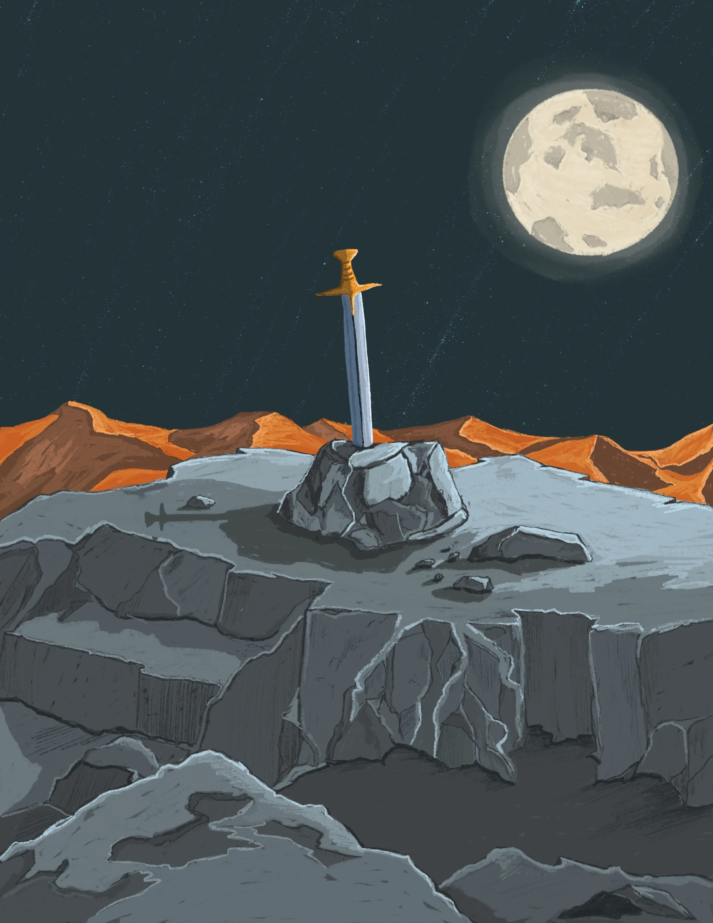 Sword and Stone Print