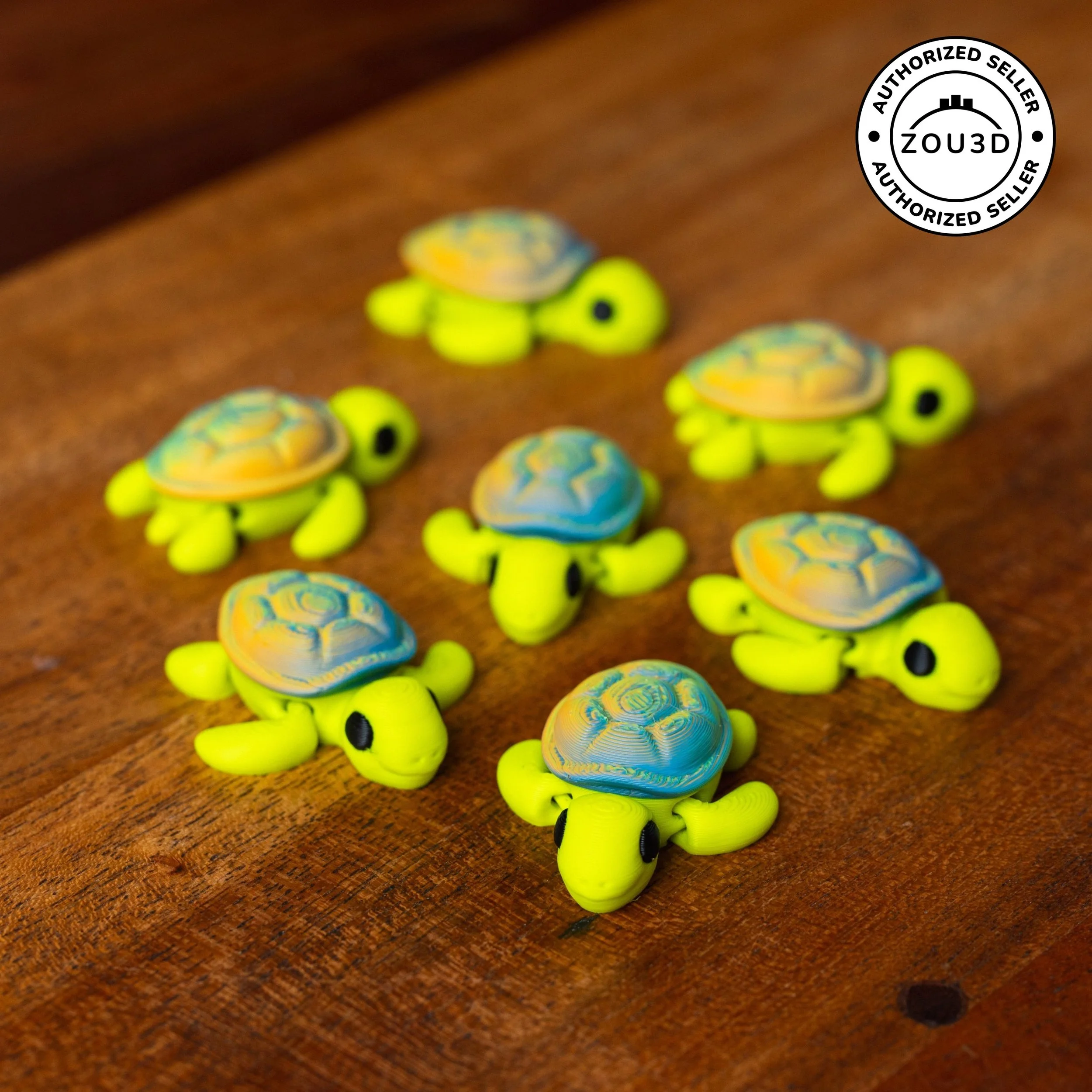 Green Mini Turtle with Tricolored Shell