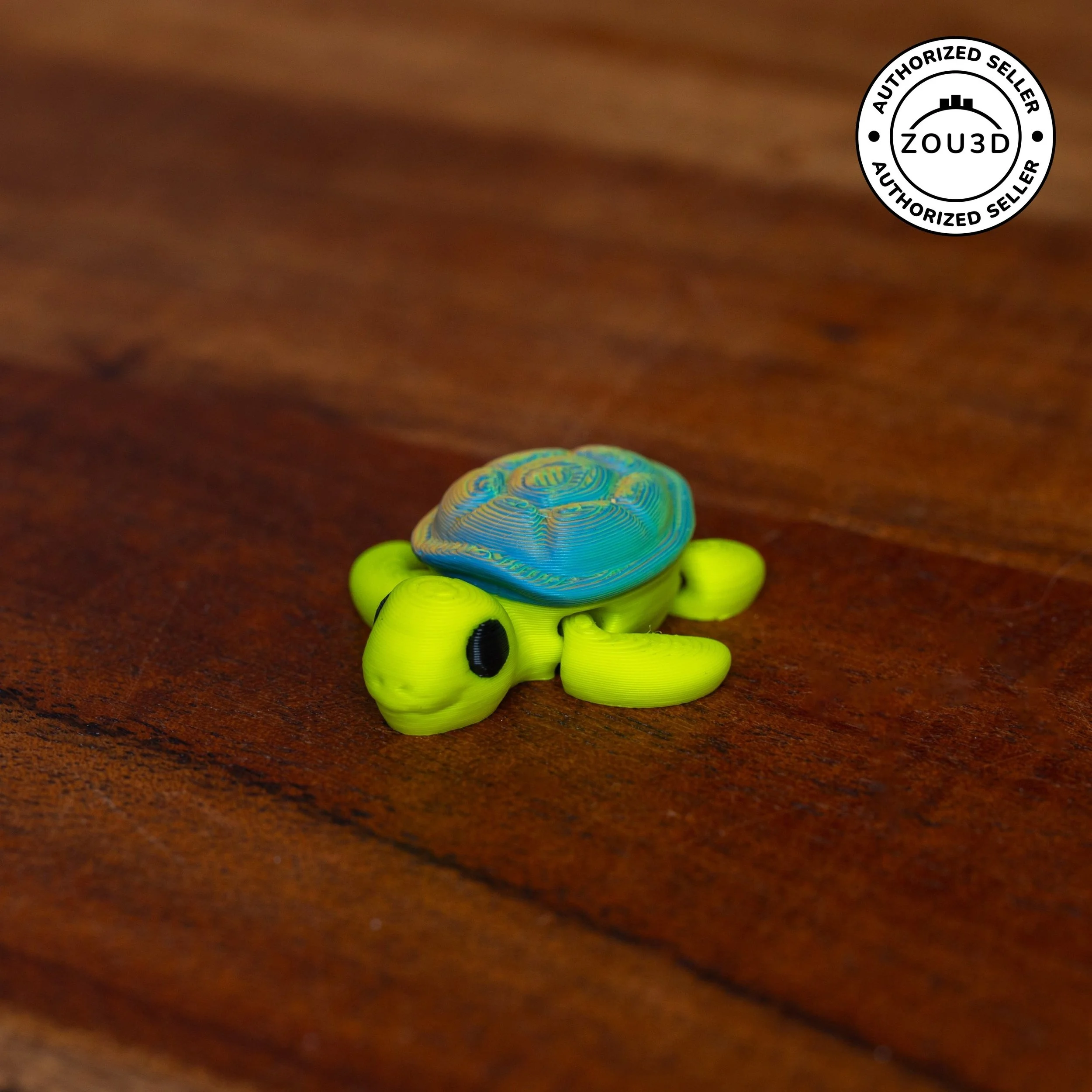 Green Mini Turtle with Tricolored Shell