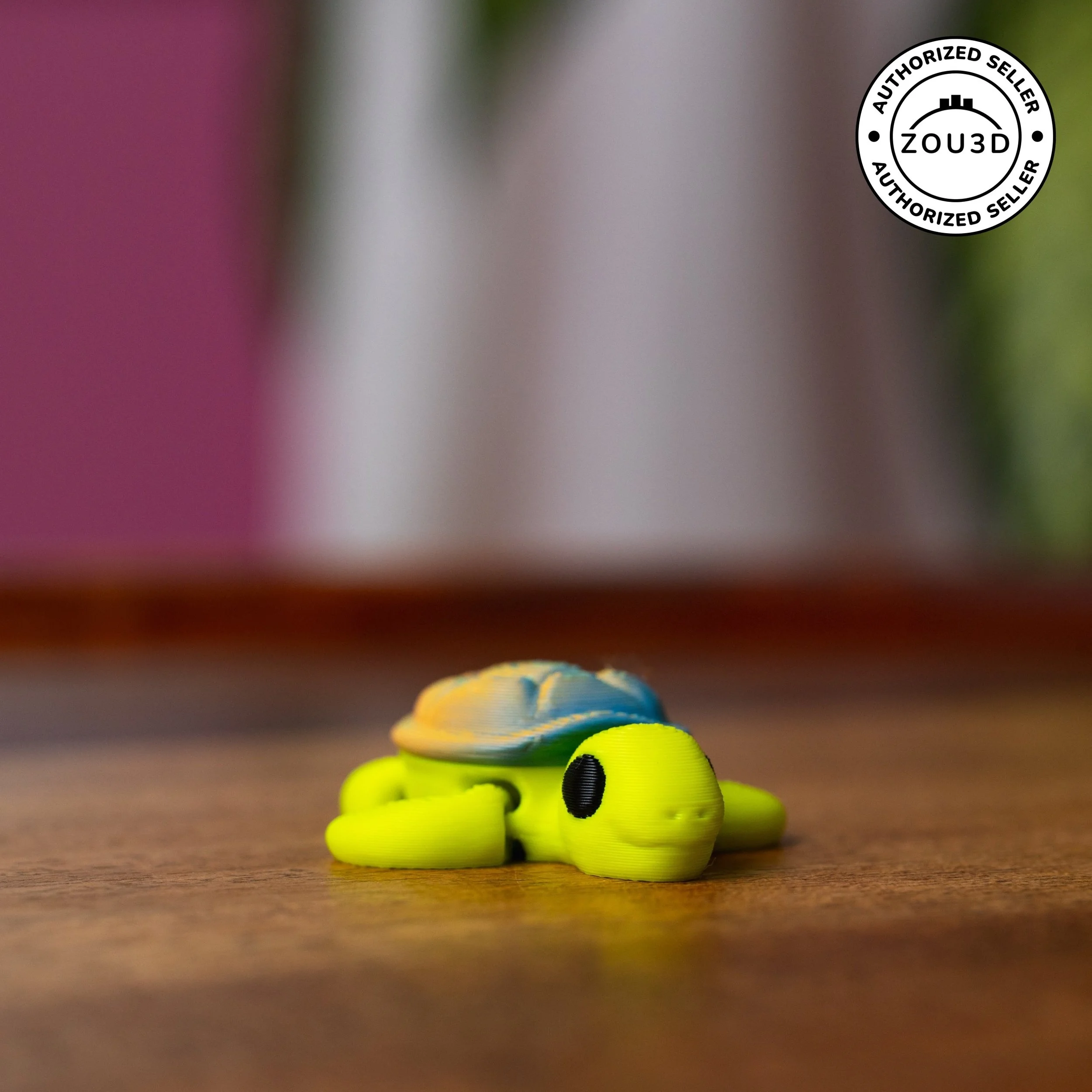 Green Mini Turtle with Tricolored Shell