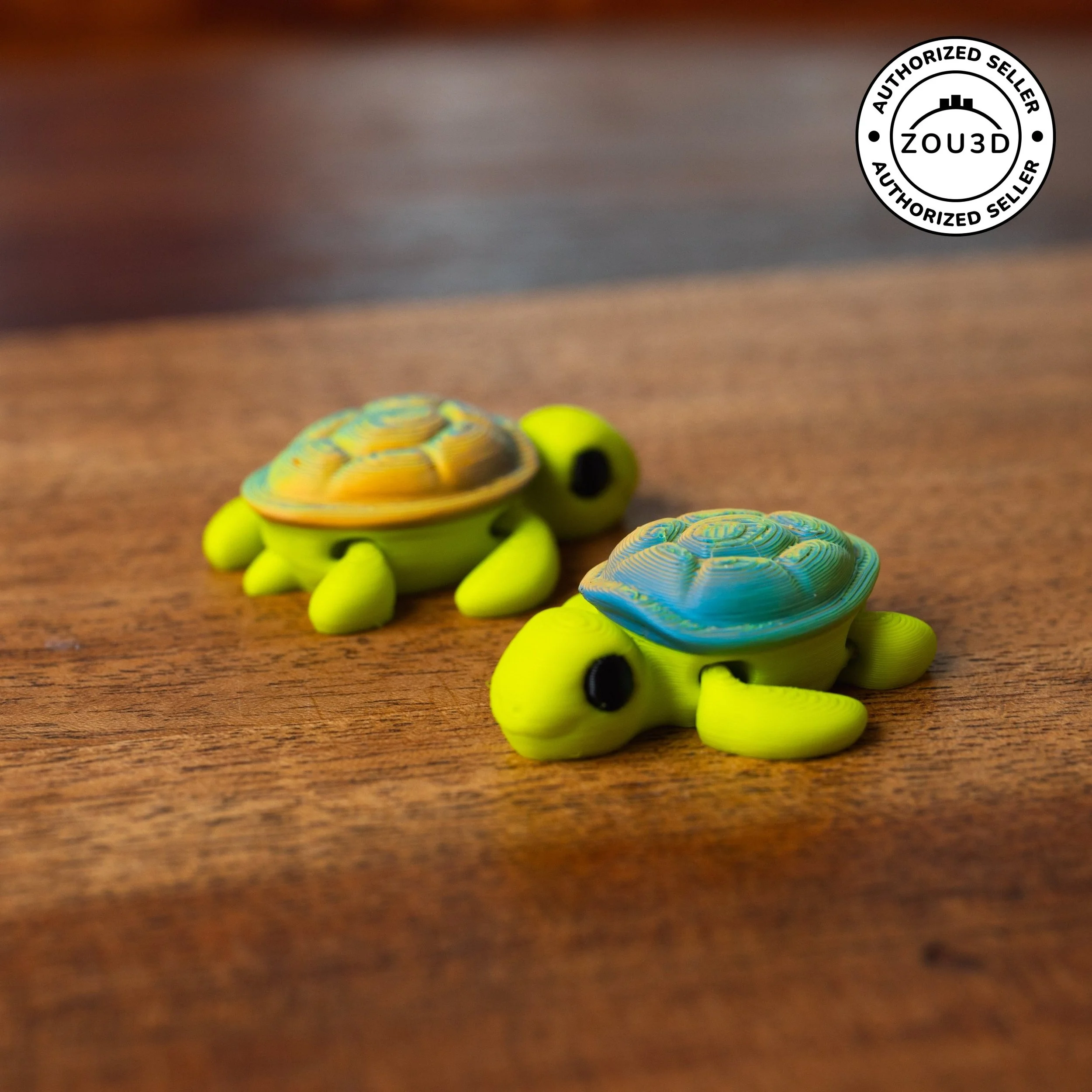Green Mini Turtle with Tricolored Shell