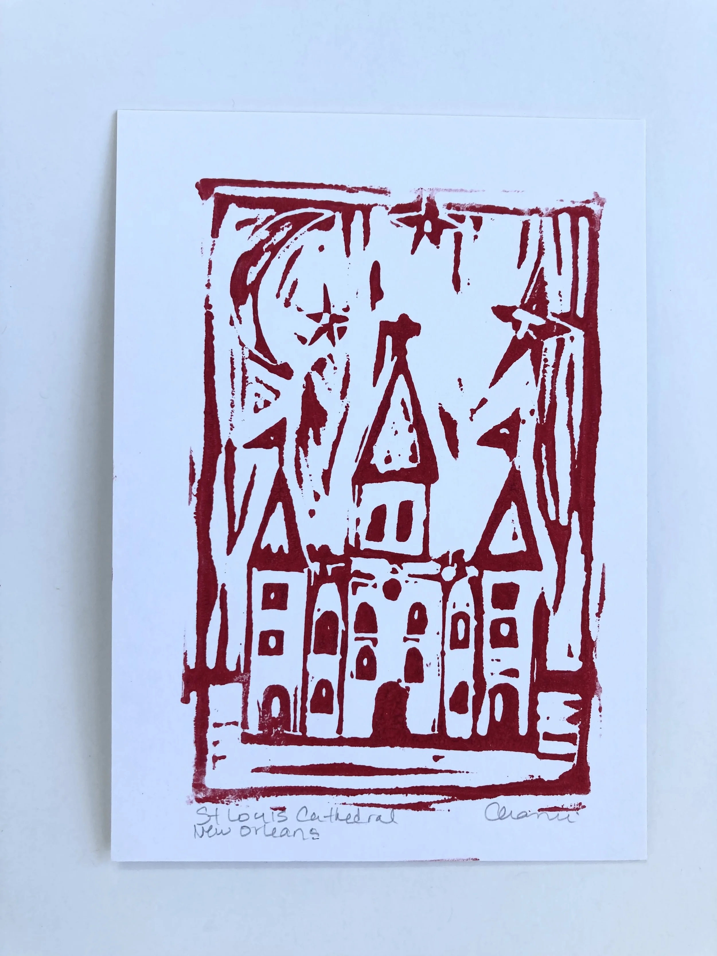 St. Louis Cathedral Lino-print