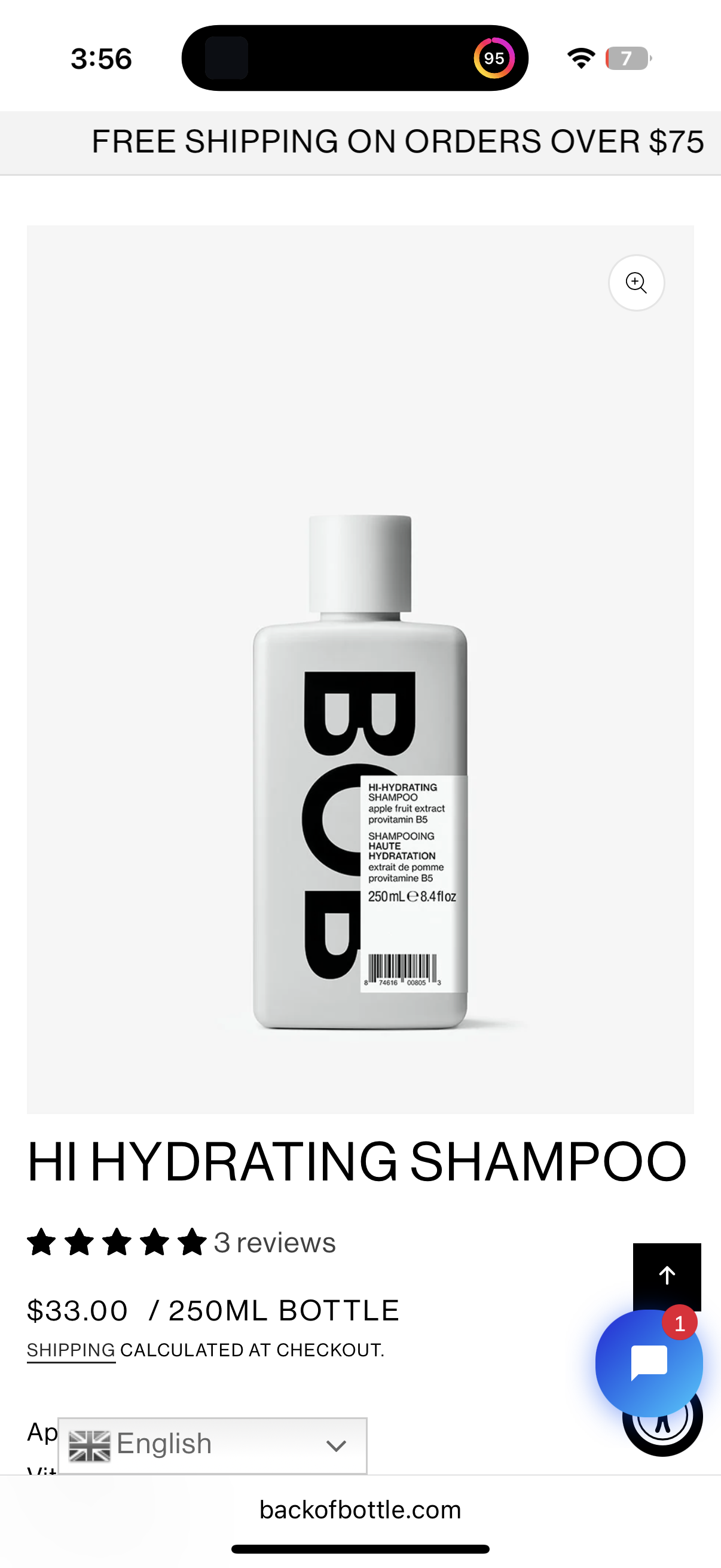 Back of Bottle HI Hydrating Shampoo