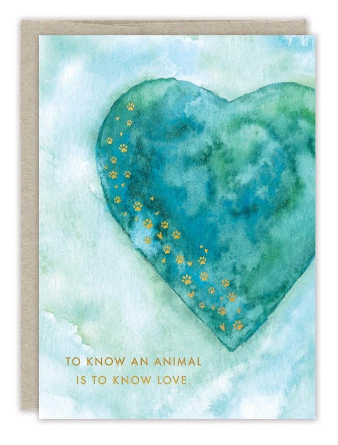 Heart Paw Prints Gold Sympathy Card