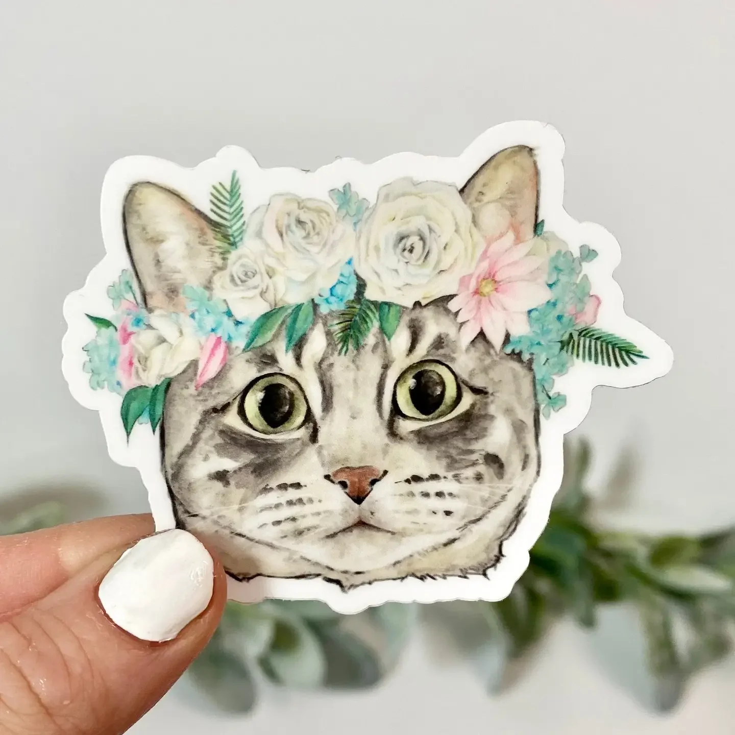 Flower Crown Cat- Sticker