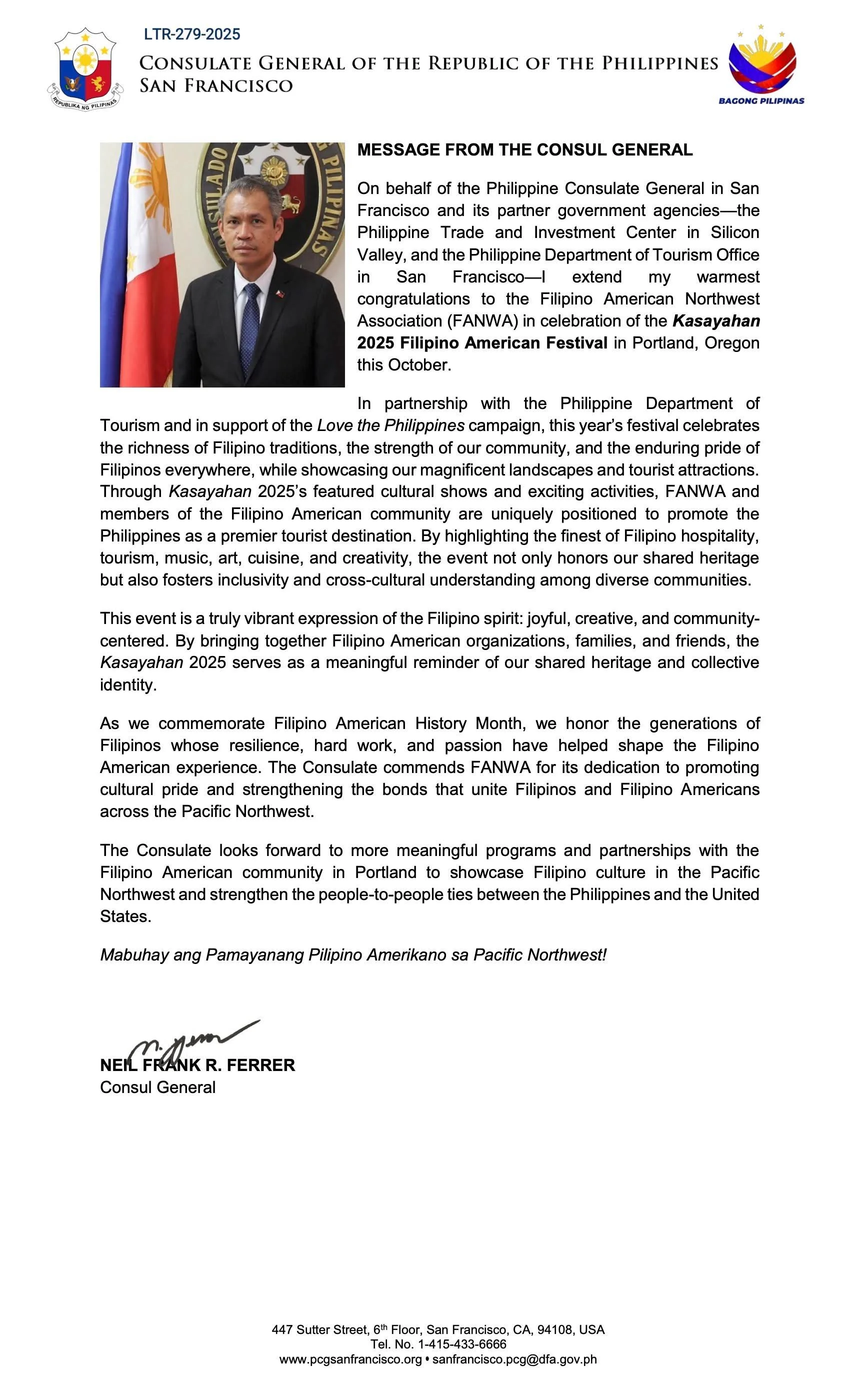 A Message from the Consul General