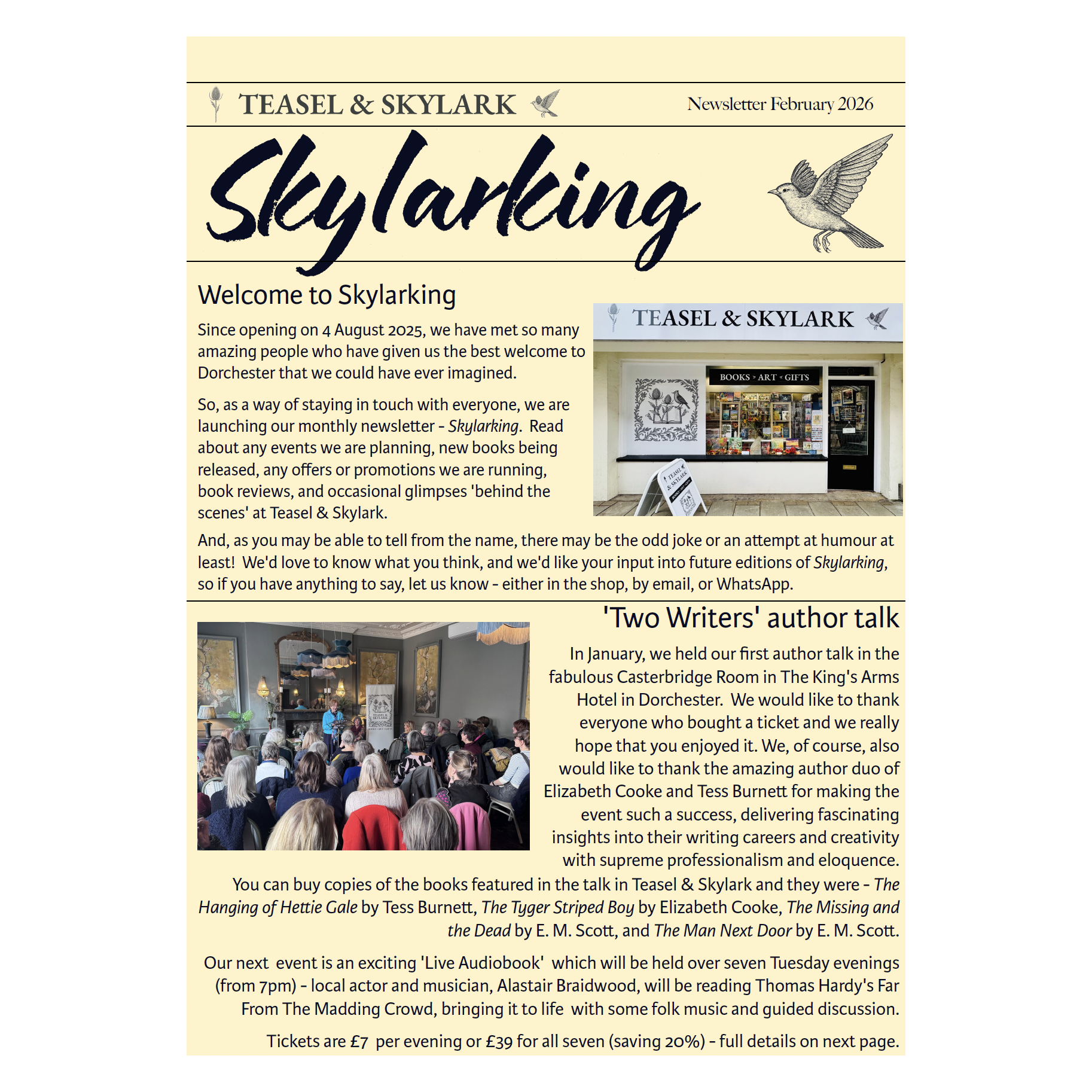 Launching our new monthly newsletter - ‘Skylarking’