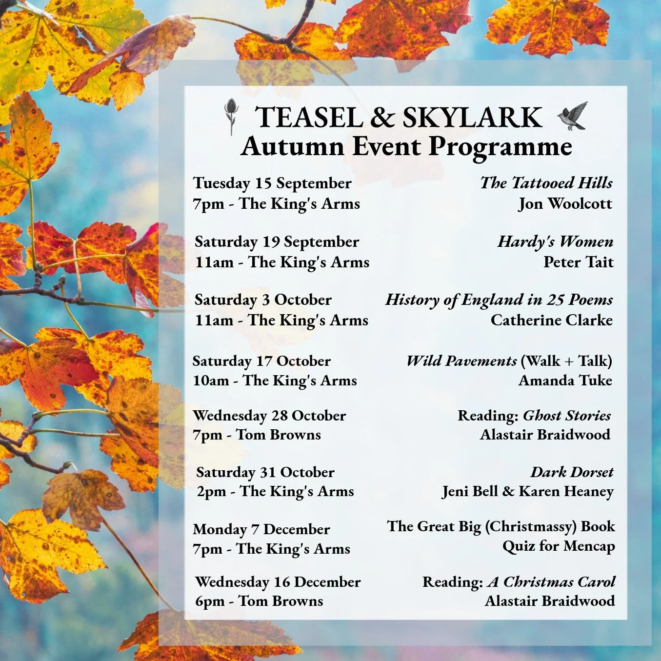 Launching our Autumn programme of events