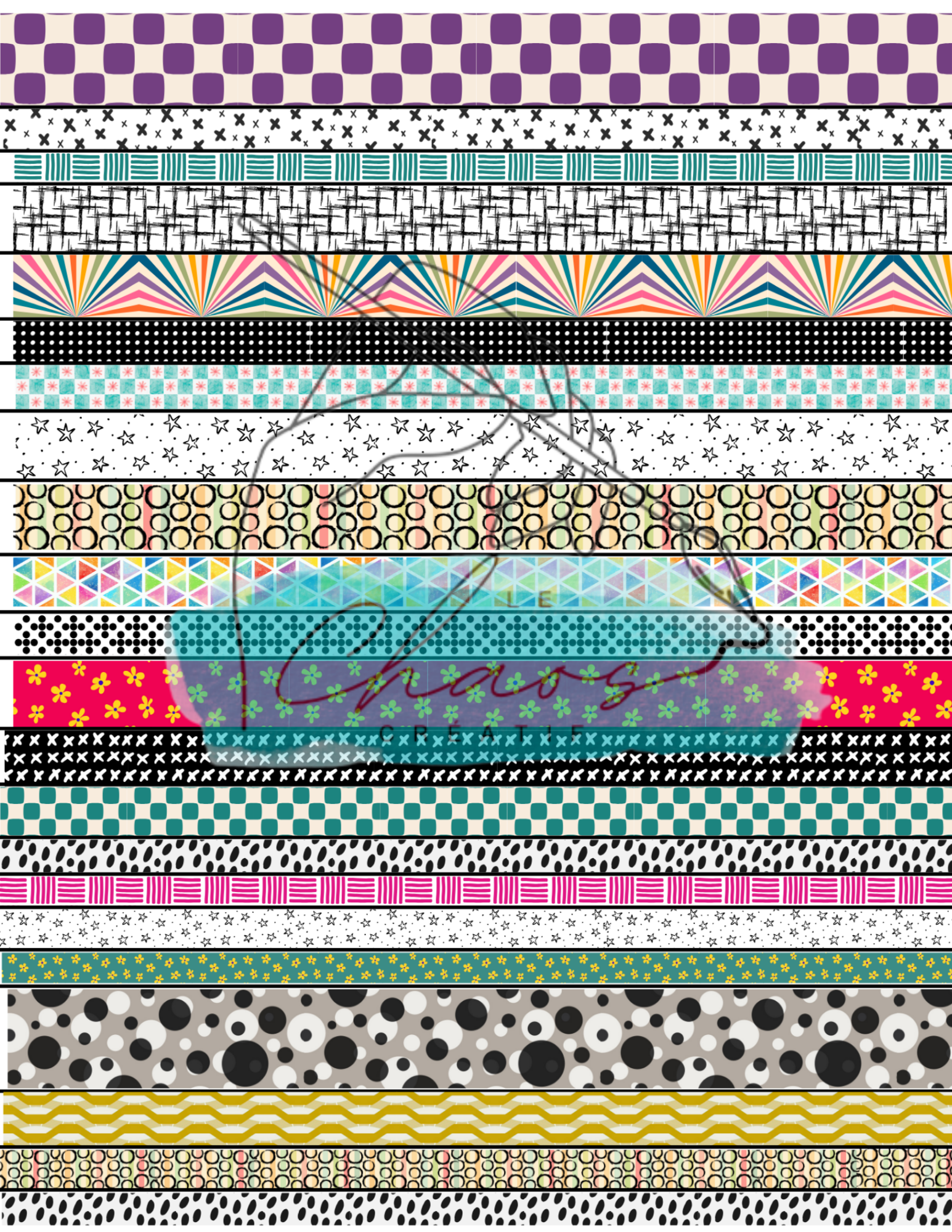 Washi en feuille petites âmes colorées