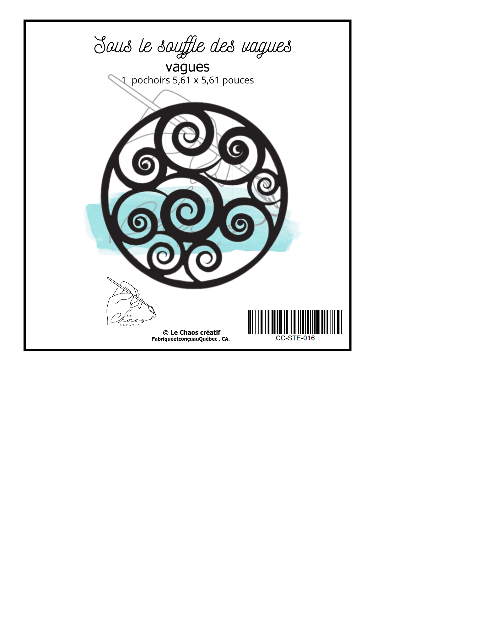 Pochoir sous le souffle des vagues < vagues>